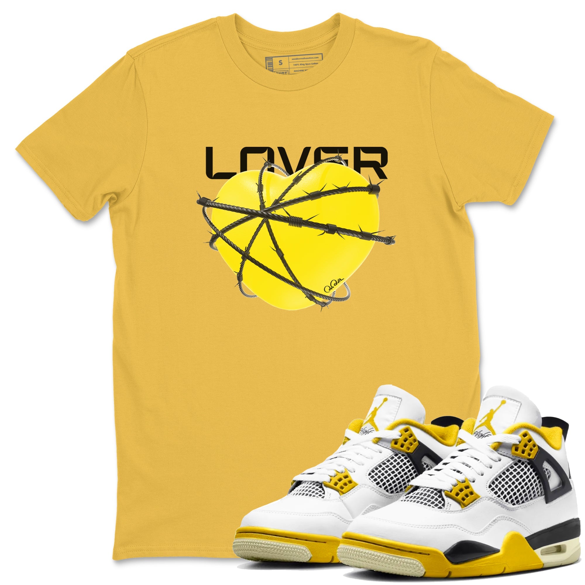 AJ4 Vivid Sulfur shirt to match jordans Heart Lover sneaker tees Air Jordan 4 Vivid Sulfur Drip Gear Zone unisex cotton Daisy 1 crew neck shirt
