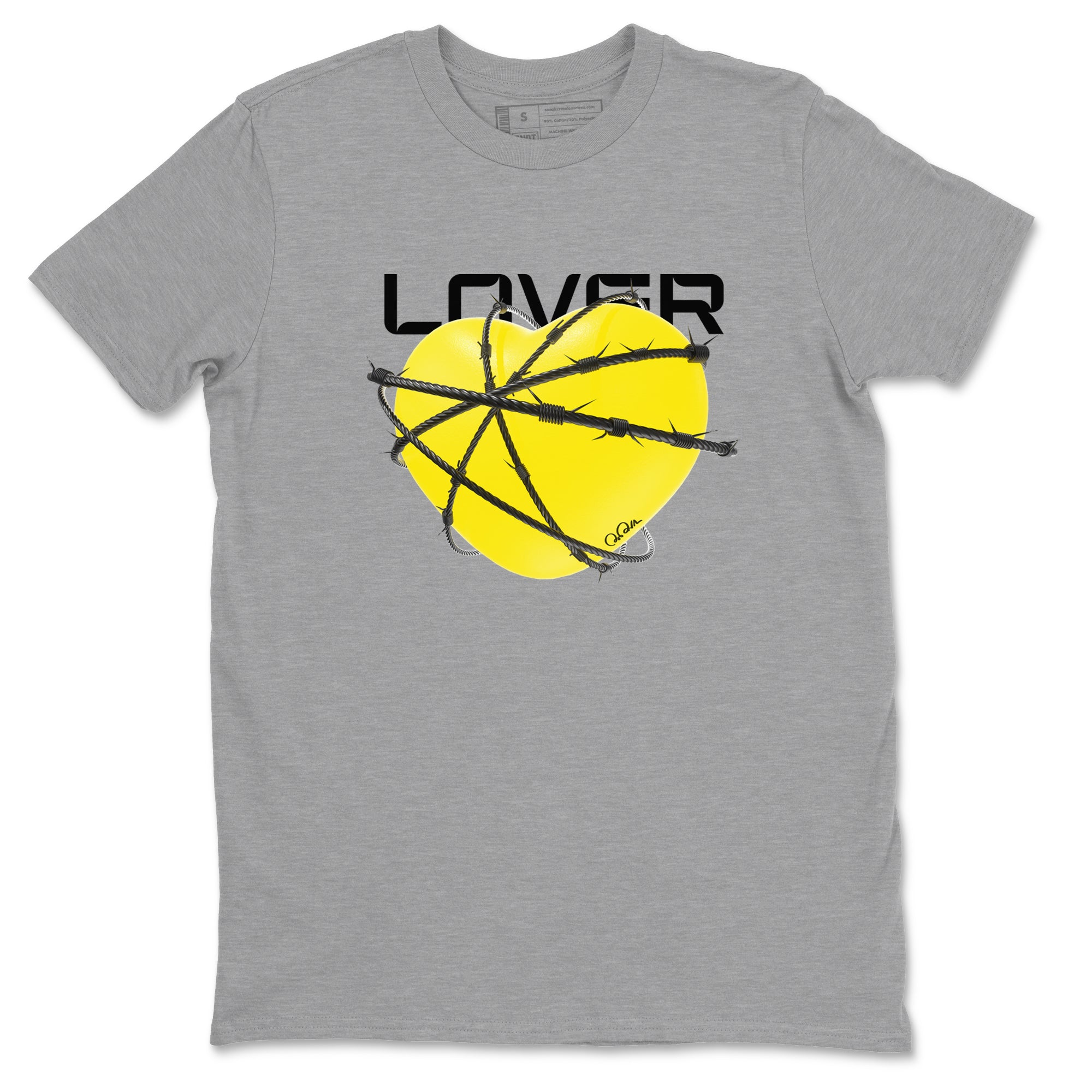 AJ4 Vivid Sulfur shirt to match jordans Heart Lover sneaker tees Air Jordan 4 Vivid Sulfur Drip Gear Zone unisex cotton Heather Grey 2 crew neck shirt