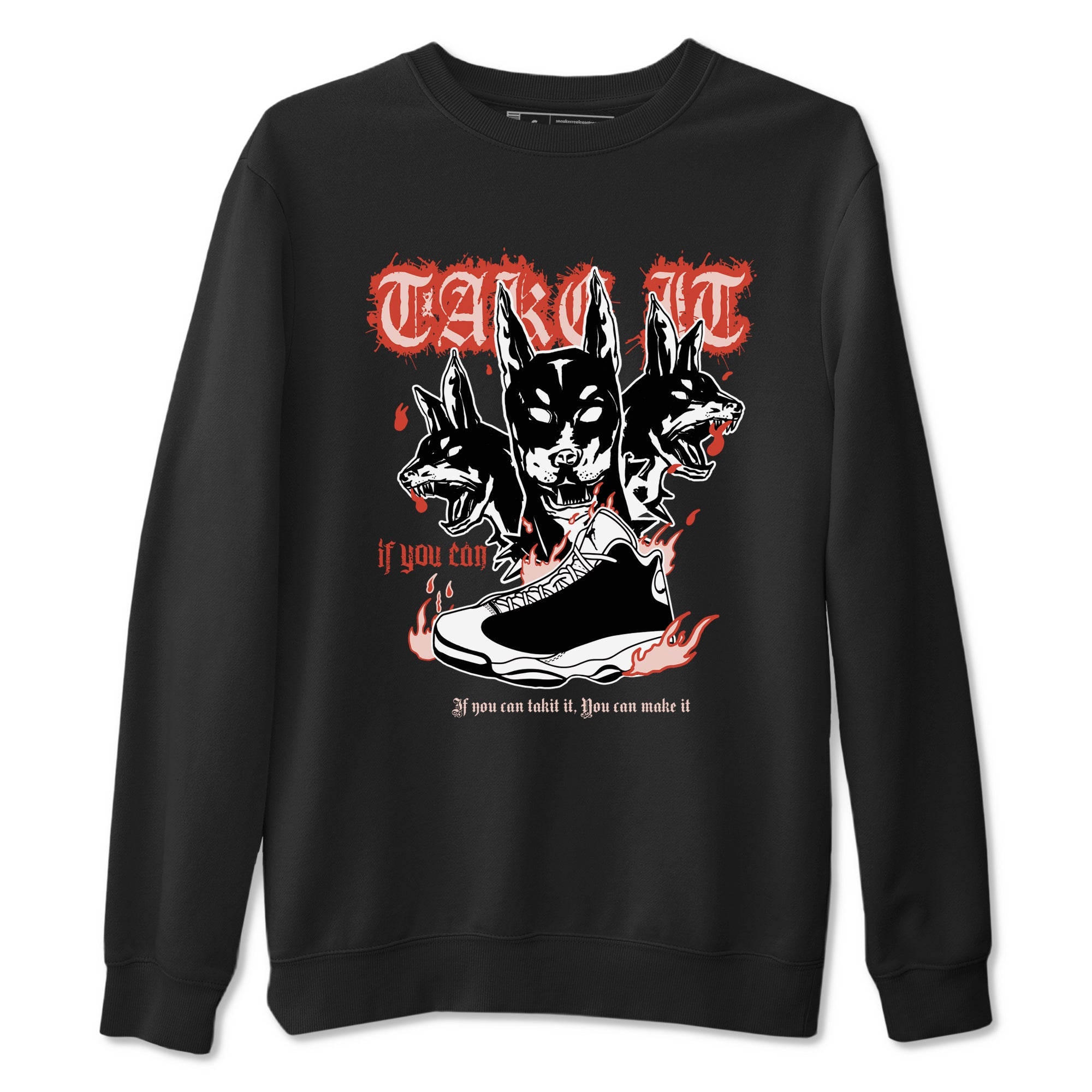 Air Jordan 13 Dune Red shirts to match jordans Hell Hounds sneaker match tees AJ13 Dune Red Sneaker Shirts Drip Gear Zone streetwear brand Black 2 unisex cotton tee