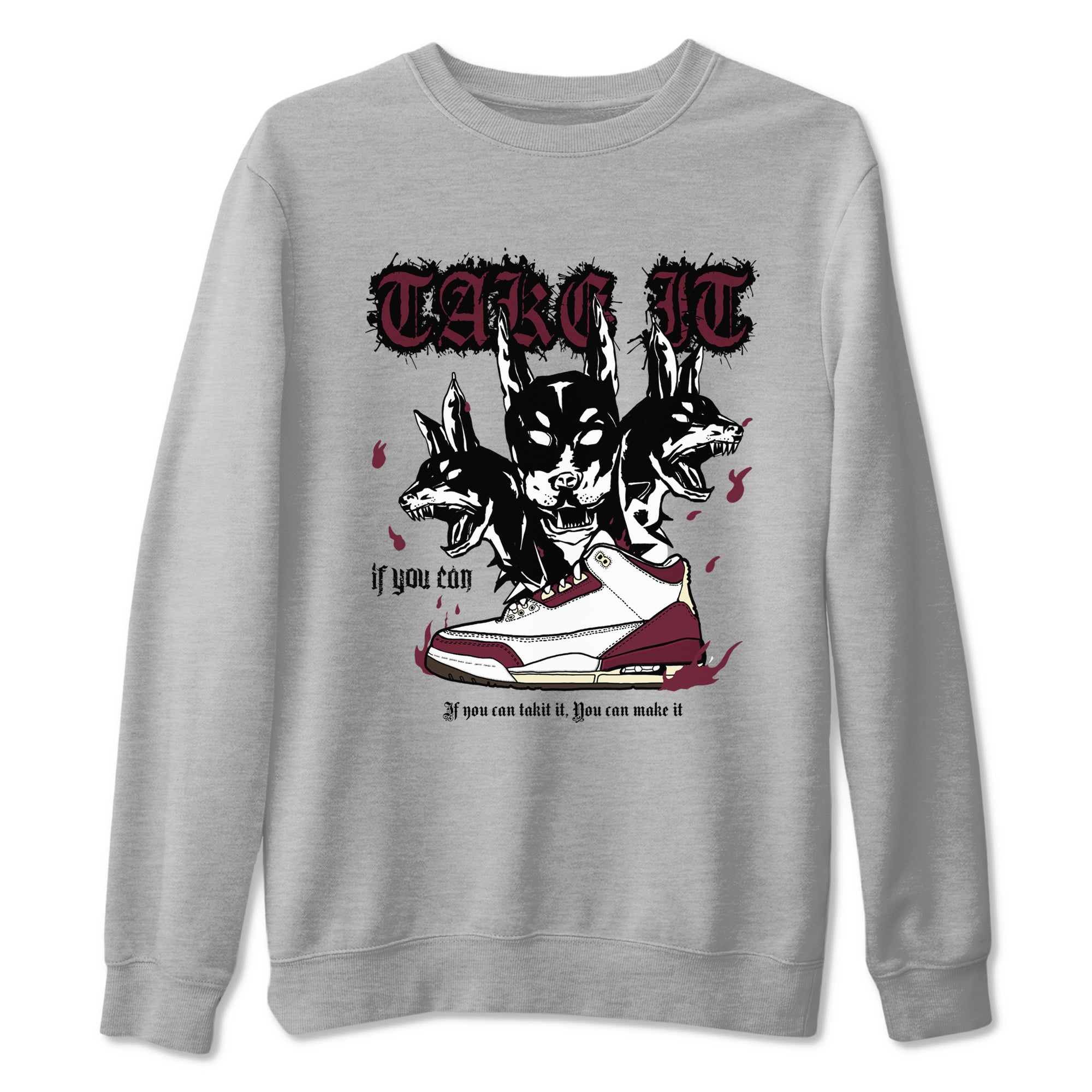 AJ3 A Ma Maniere x Burgundy Crush shirts to match jordans Hell Hounds sneaker match tees A Ma Maniére x Air Jordan 3 "Burgundy Crush" Drip Gear Zone streetwear brand Heather Grey 2 unisex cotton tee