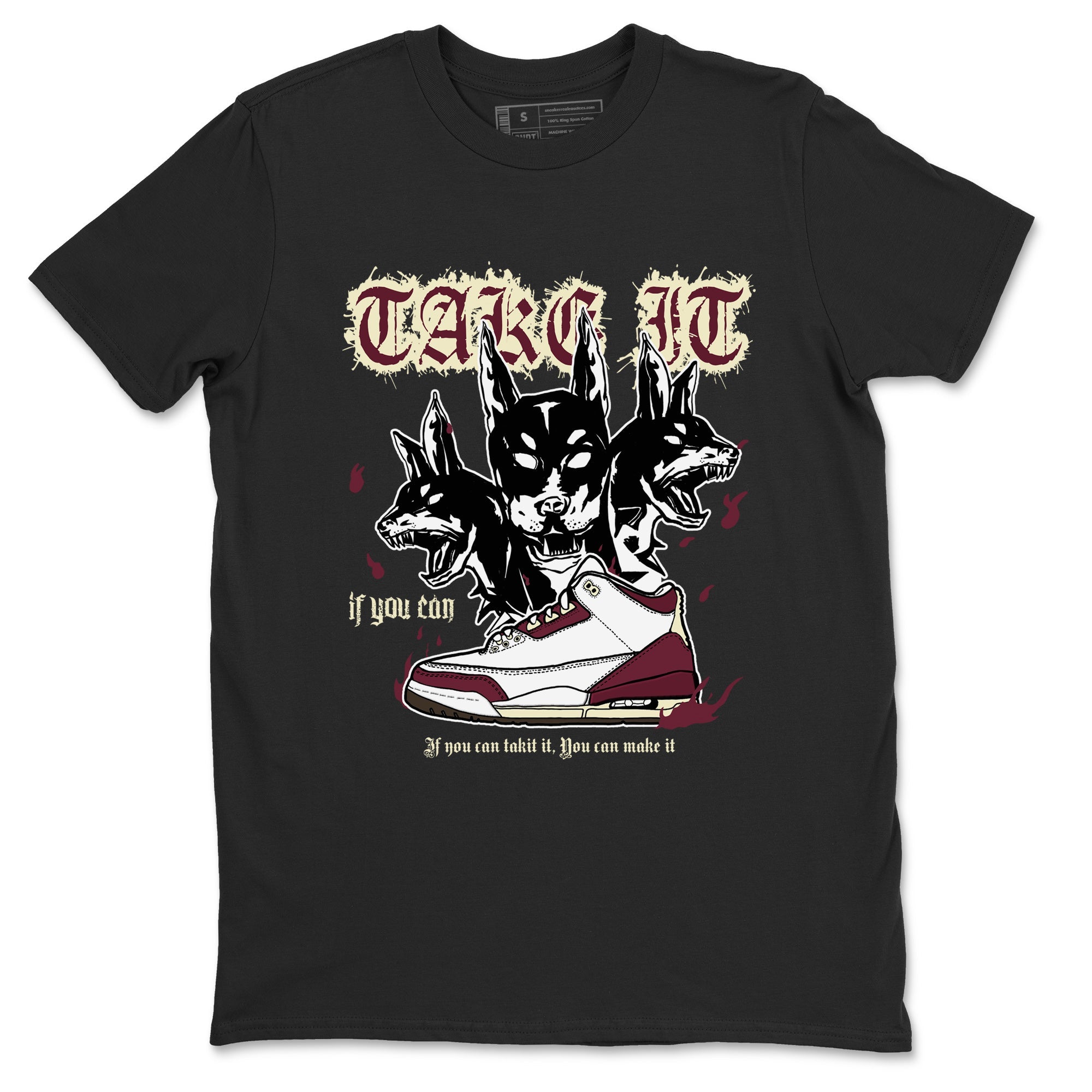 AJ3 A Ma Maniere x Burgundy Crush shirts to match jordans Hell Hounds sneaker match tees A Ma Maniére x Air Jordan 3 "Burgundy Crush" Drip Gear Zone streetwear brand Black 2 unisex cotton tee