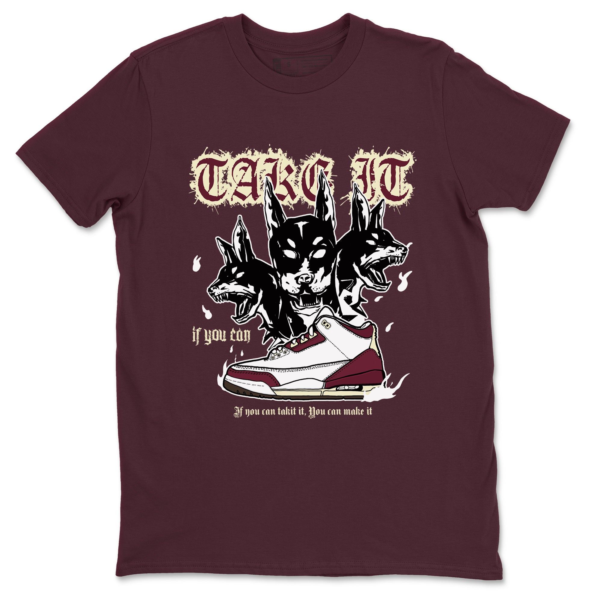 AJ3 A Ma Maniere x Burgundy Crush shirts to match jordans Hell Hounds sneaker match tees A Ma Maniére x Air Jordan 3 "Burgundy Crush" Drip Gear Zone streetwear brand Maroon 2 unisex cotton tee