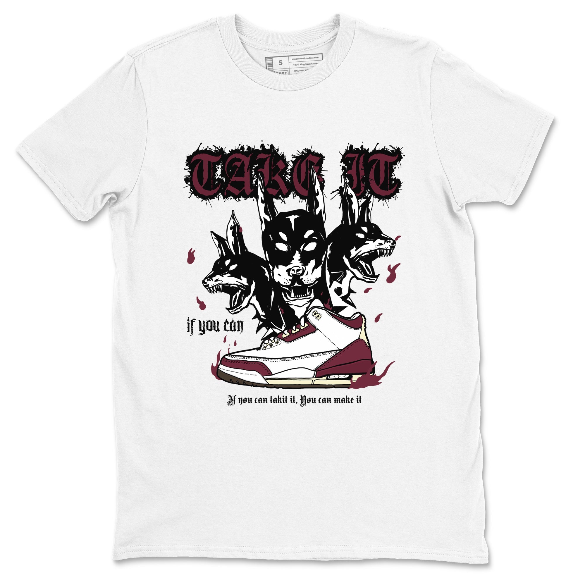 AJ3 A Ma Maniere x Burgundy Crush shirts to match jordans Hell Hounds sneaker match tees A Ma Maniére x Air Jordan 3 "Burgundy Crush" Drip Gear Zone streetwear brand White 2 unisex cotton tee