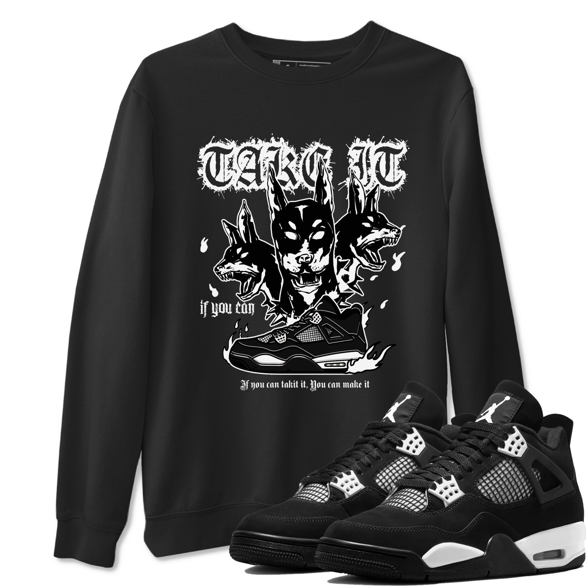 Air Jordan 4 White Thunder shirts to match jordans Hell Hounds sneaker match tees 4s White Thunder Sneaker Shirts Drip Gear Zone streetwear brand Black 1 unisex cotton tee