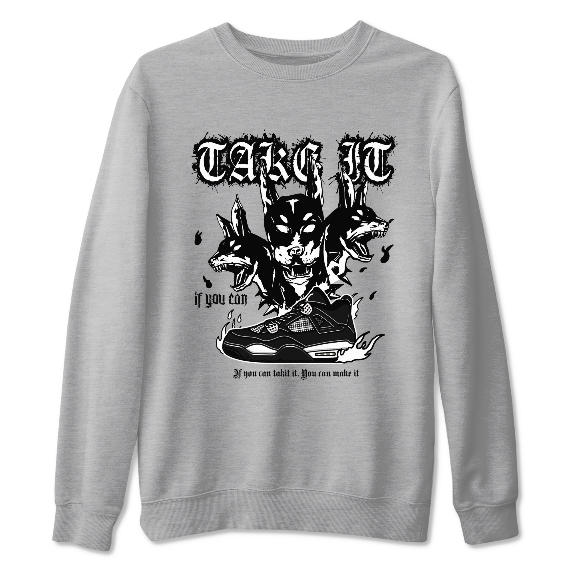 Air Jordan 4 White Thunder shirts to match jordans Hell Hounds sneaker match tees 4s White Thunder Sneaker Shirts Drip Gear Zone streetwear brand Heather Grey 2 unisex cotton tee