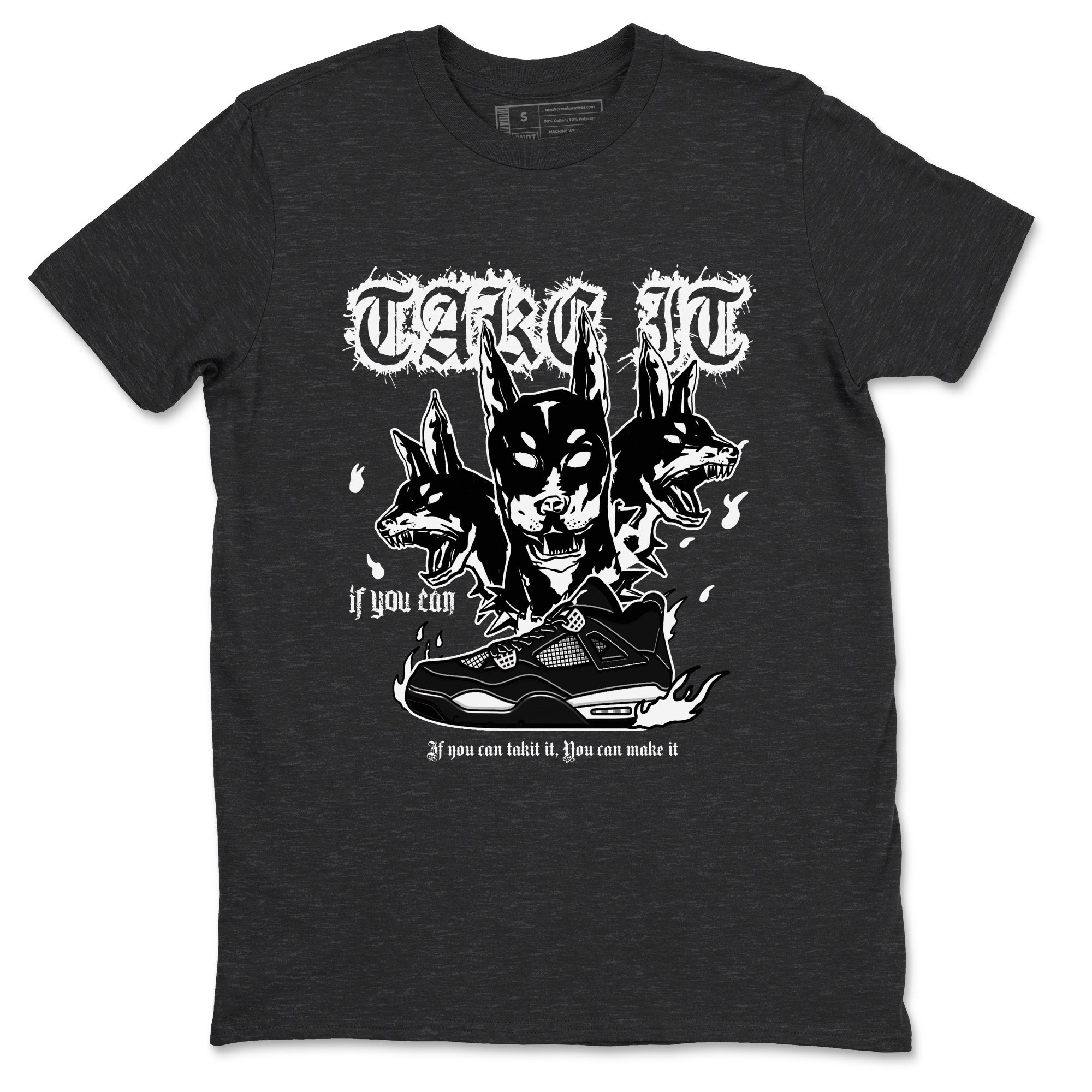 Air Jordan 4 White Thunder shirts to match jordans Hell Hounds sneaker match tees 4s White Thunder Sneaker Shirts Drip Gear Zone streetwear brand Charcoal Heather 2 unisex cotton tee