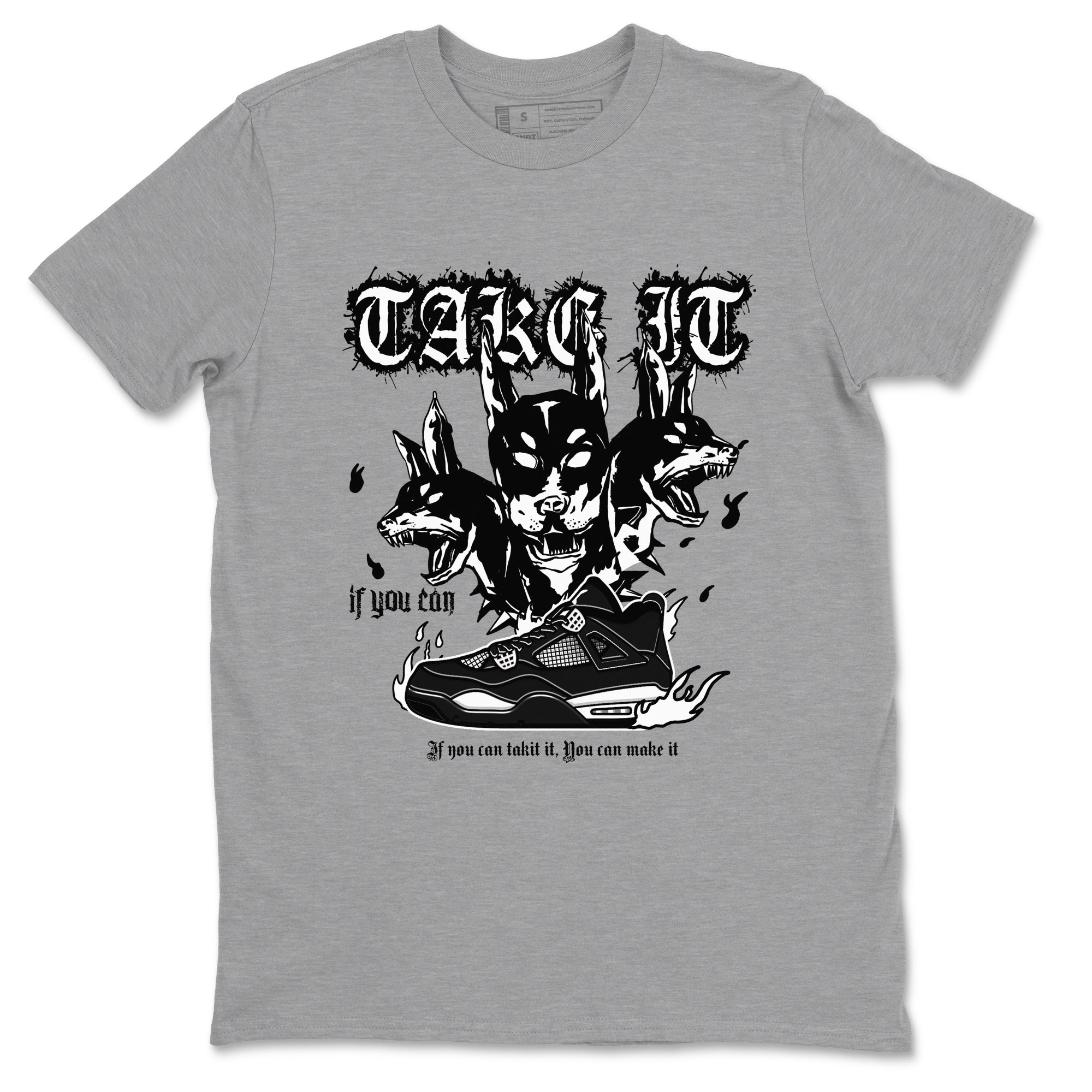 Air Jordan 4 White Thunder shirts to match jordans Hell Hounds sneaker match tees 4s White Thunder Sneaker Shirts Drip Gear Zone streetwear brand Heather Grey 2 unisex cotton tee