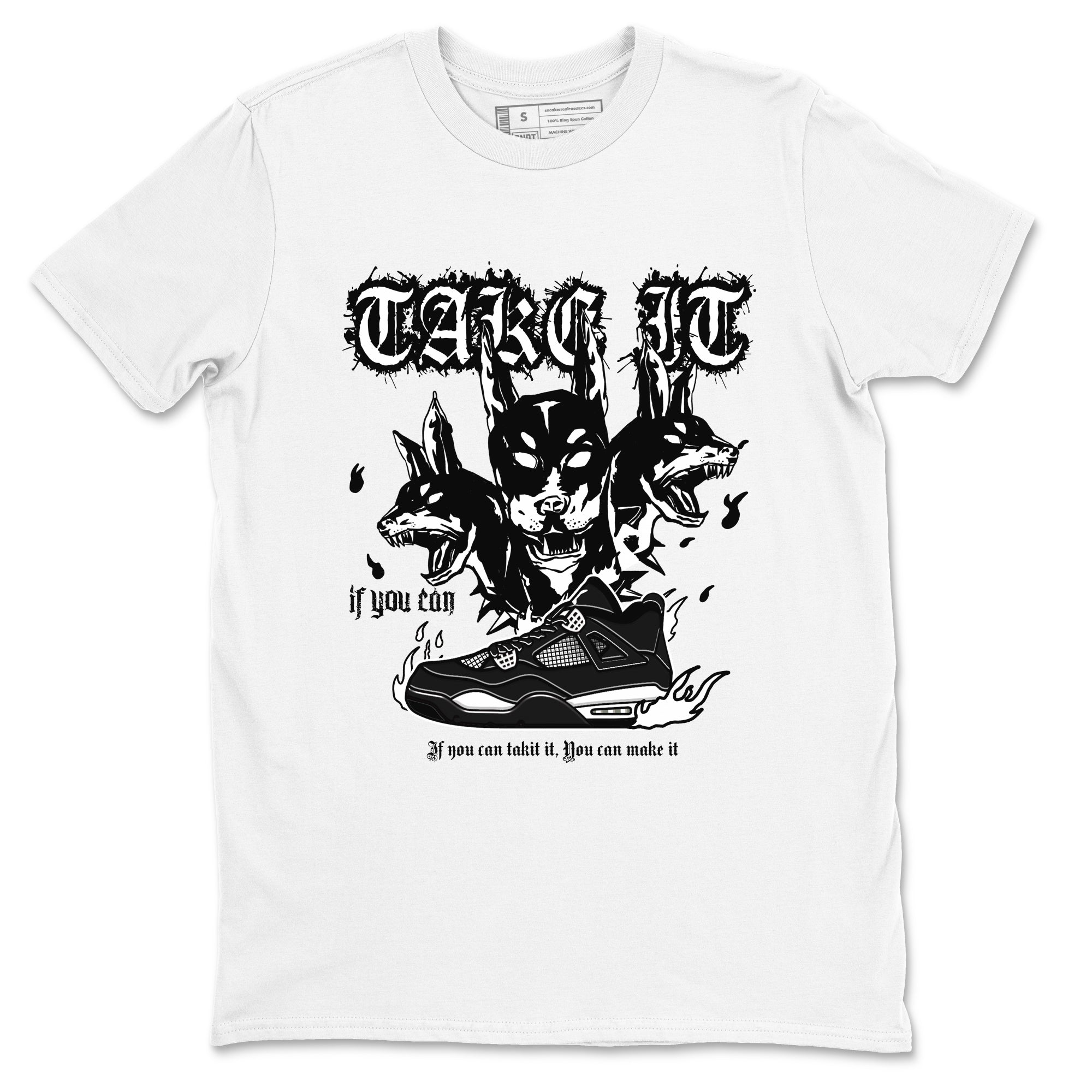 Air Jordan 4 White Thunder shirts to match jordans Hell Hounds sneaker match tees 4s White Thunder Sneaker Shirts Drip Gear Zone streetwear brand White 2 unisex cotton tee