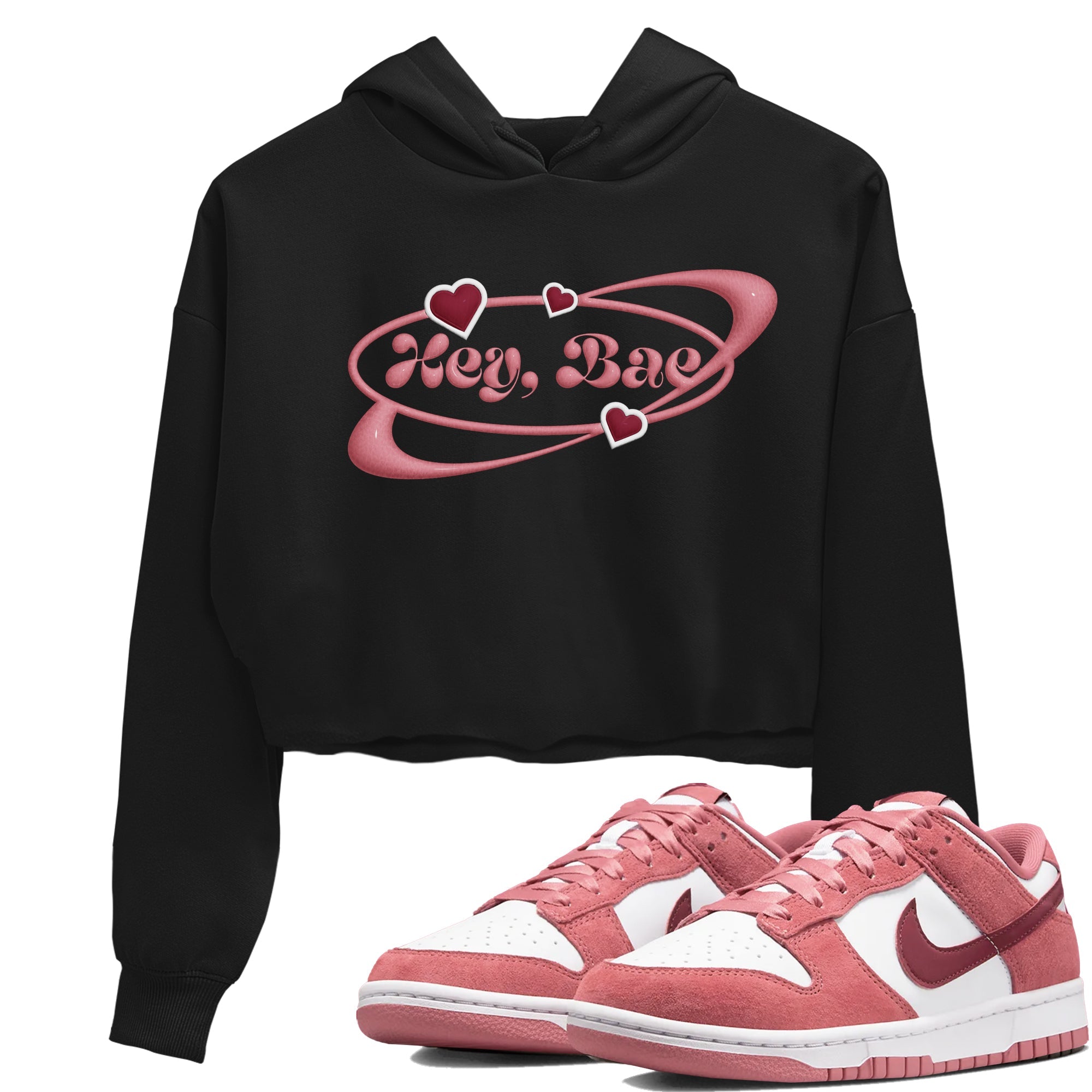 Dunk Valentines Day 2024 shirt to match jordans Hey Bae sneaker tees Dunk Happy Valentines Day 2024 Drip Gear Zone Black 1 Crop T-Shirt