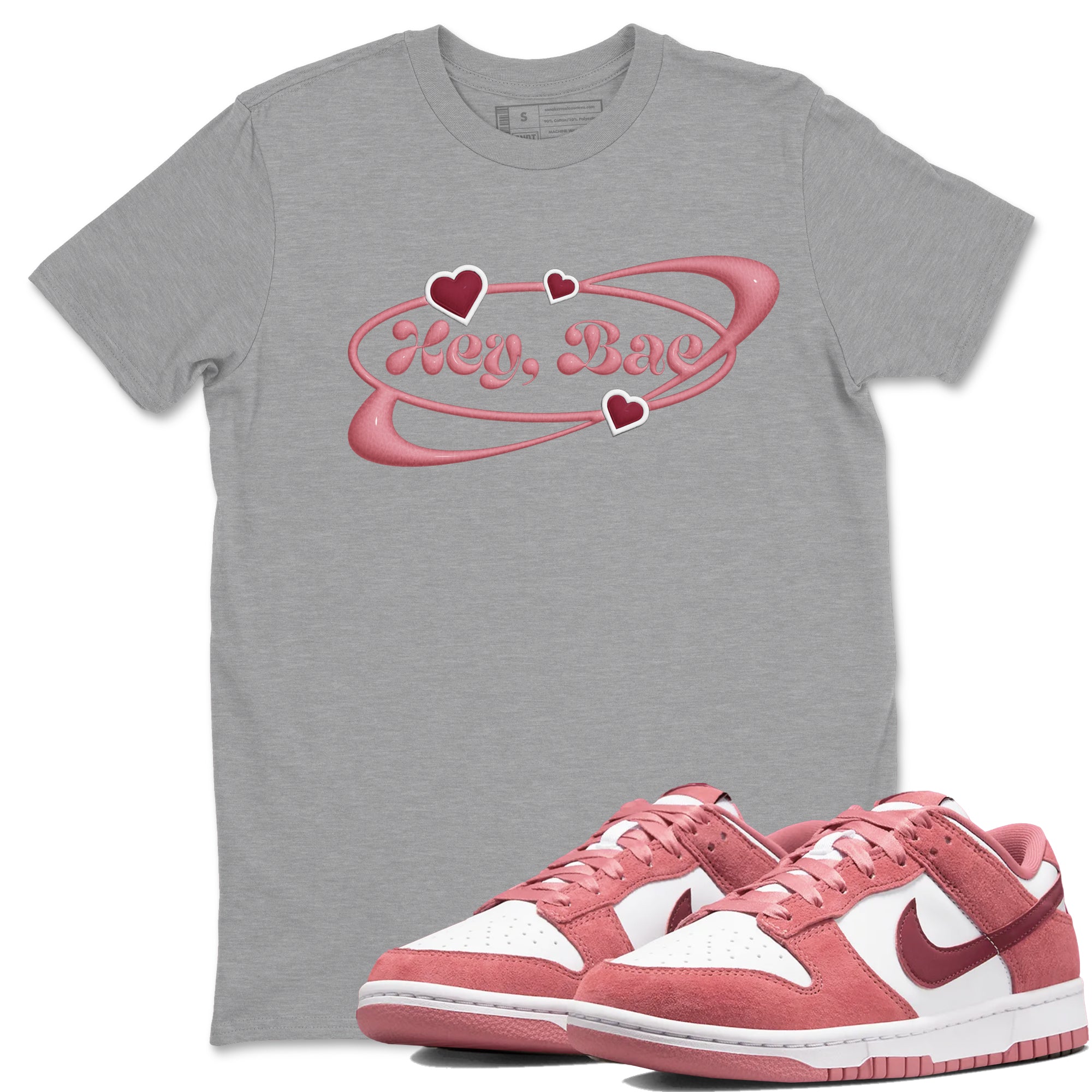 Dunk Valentines Day 2024 shirt to match jordans Hey Bae sneaker tees Dunk Happy Valentines Day 2024 Drip Gear Zone Unisex Heather Grey 1 T-Shirt