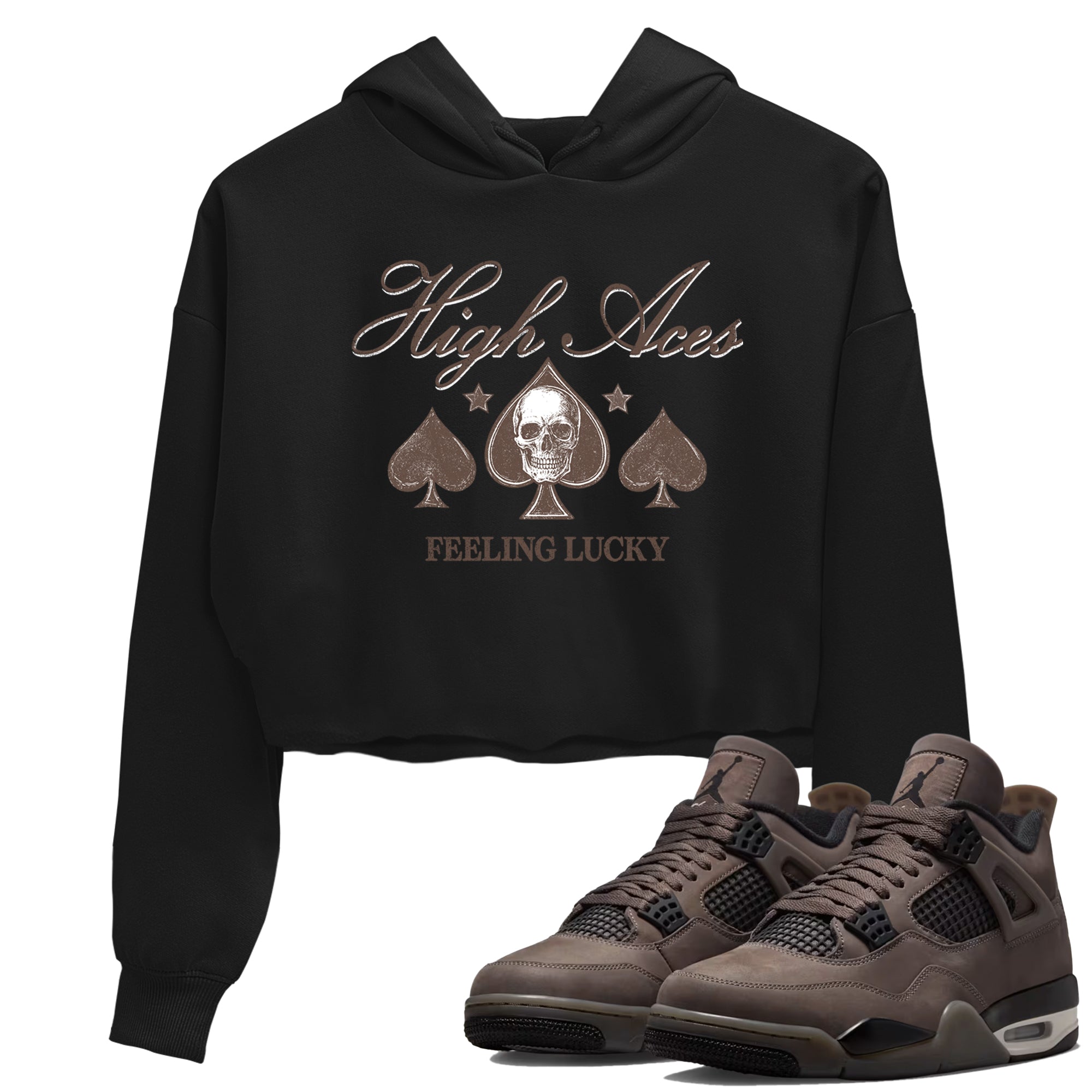 Sneaker match tees  Sneaker Tees To Match Air Jordan 4 Cave Stone Shoes  High Aces Crop T-Shirt Black 1
