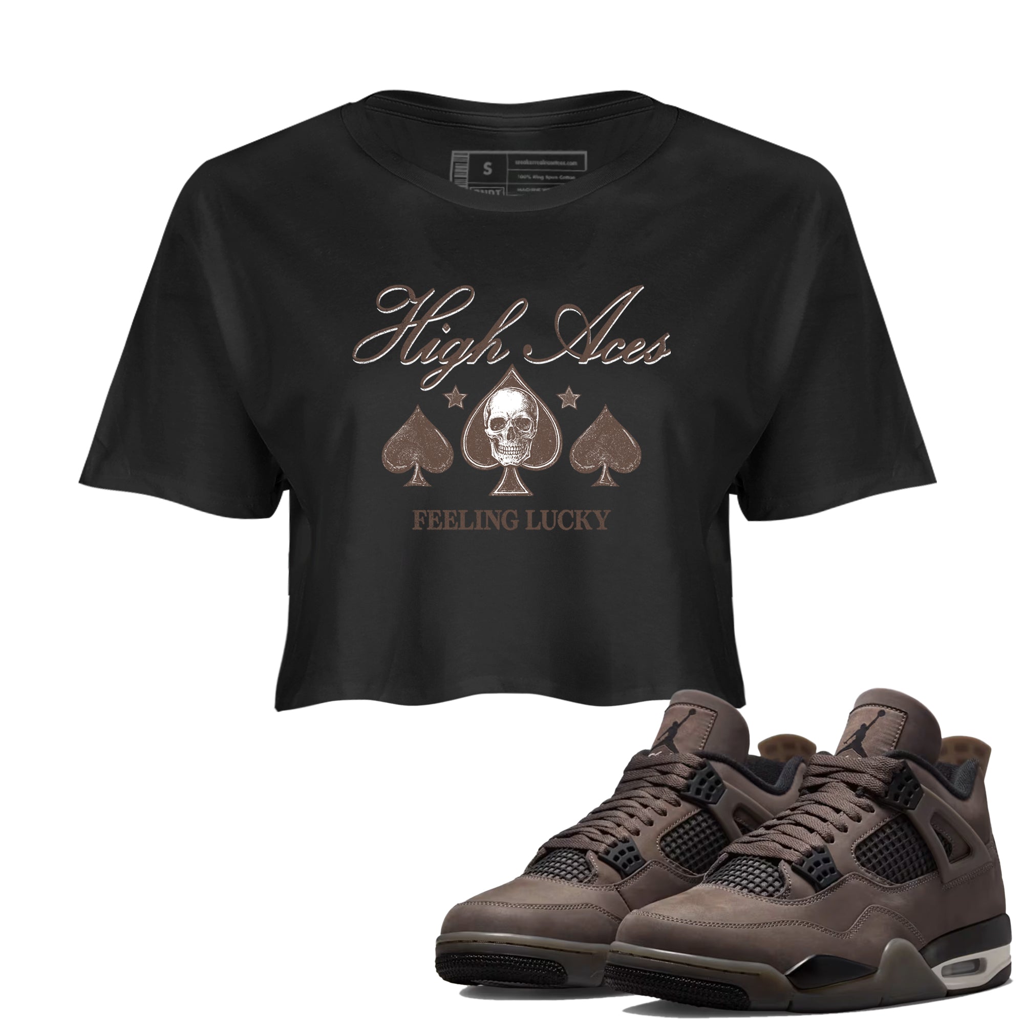 Sneaker match tees  Sneaker Tees To Match Air Jordan 4 Cave Stone Shoes  High Aces Crop T-Shirt Black 1