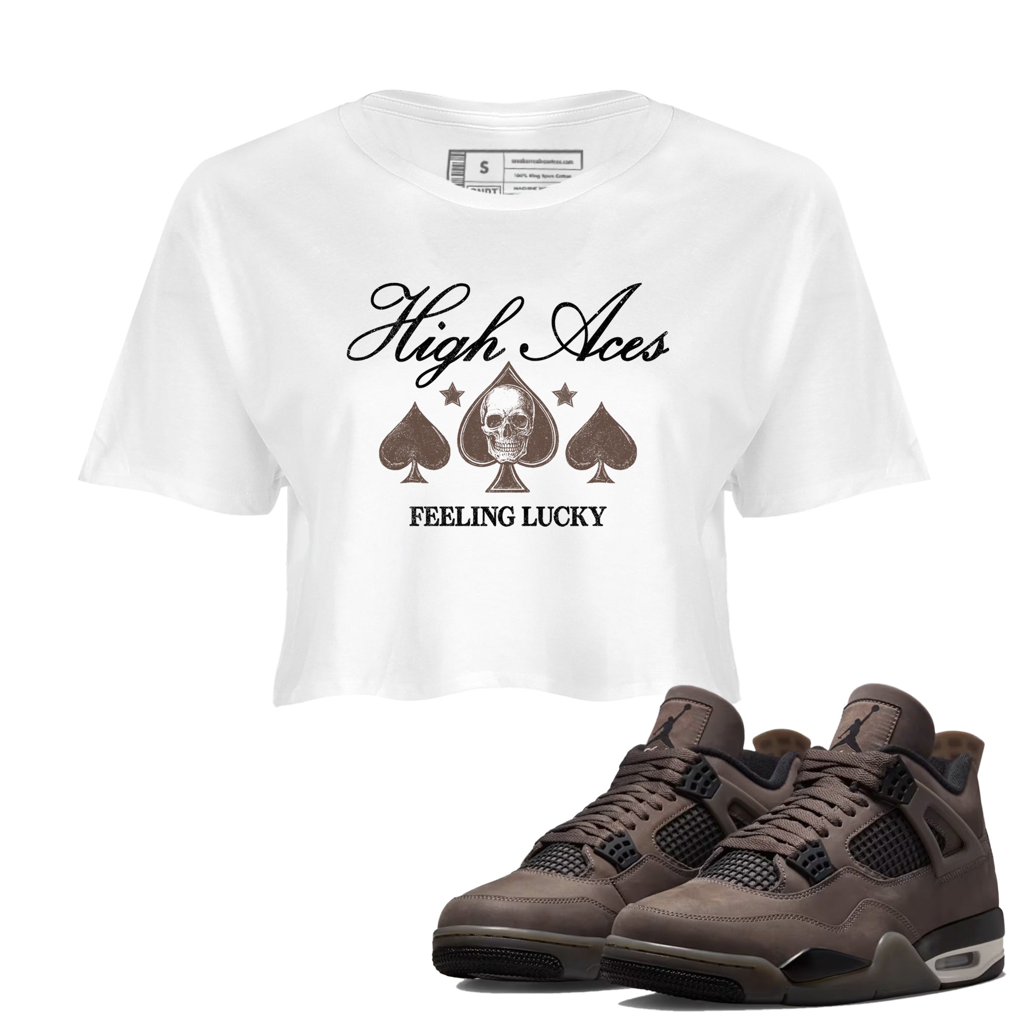 Sneaker match tees  Sneaker Tees To Match Air Jordan 4 Cave Stone Shoes  High Aces Crop T-Shirt White 1