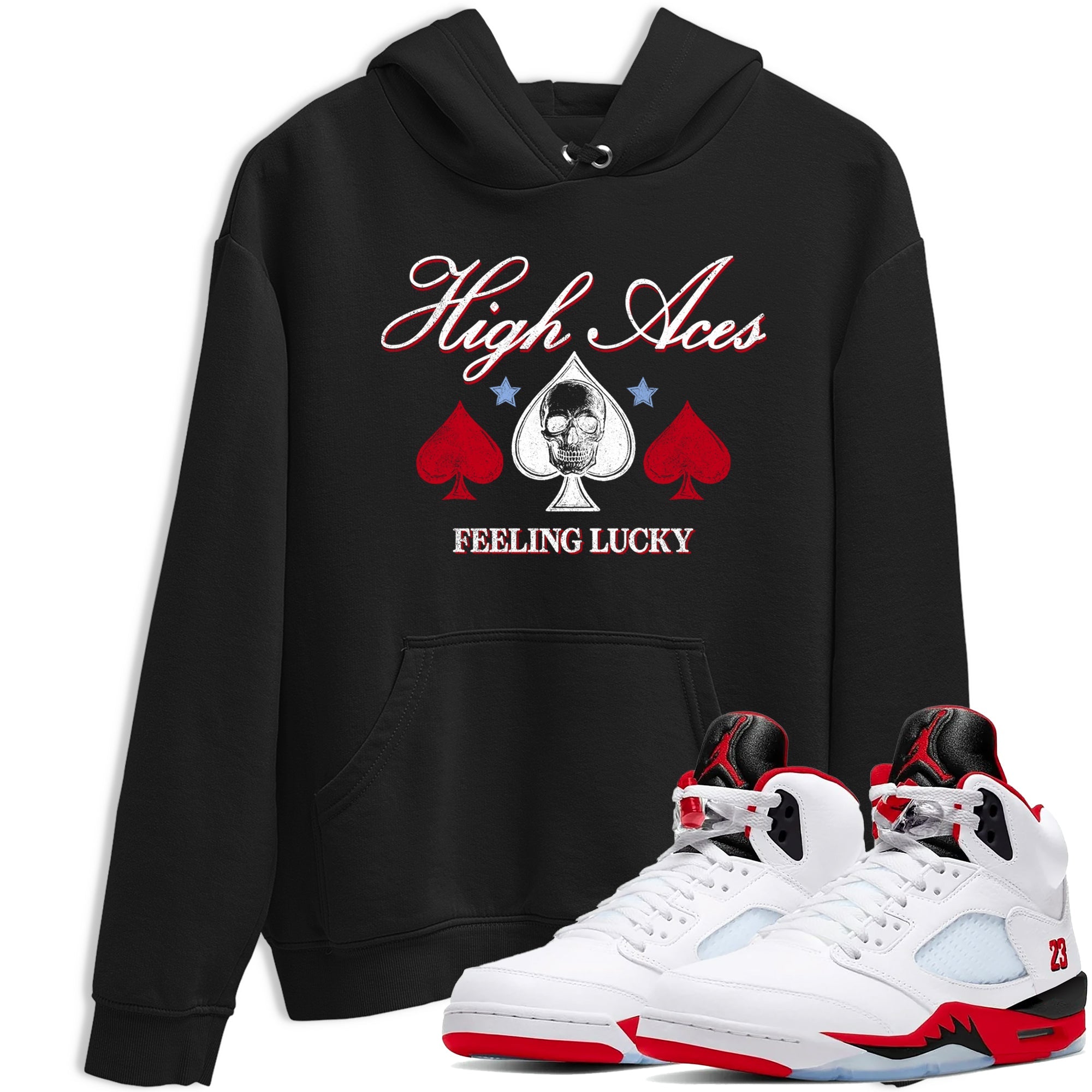 Sneaker match tees  Sneaker Tees To Match Air Jordan 5 Fire Red Shoes  High Aces Tee Black 1