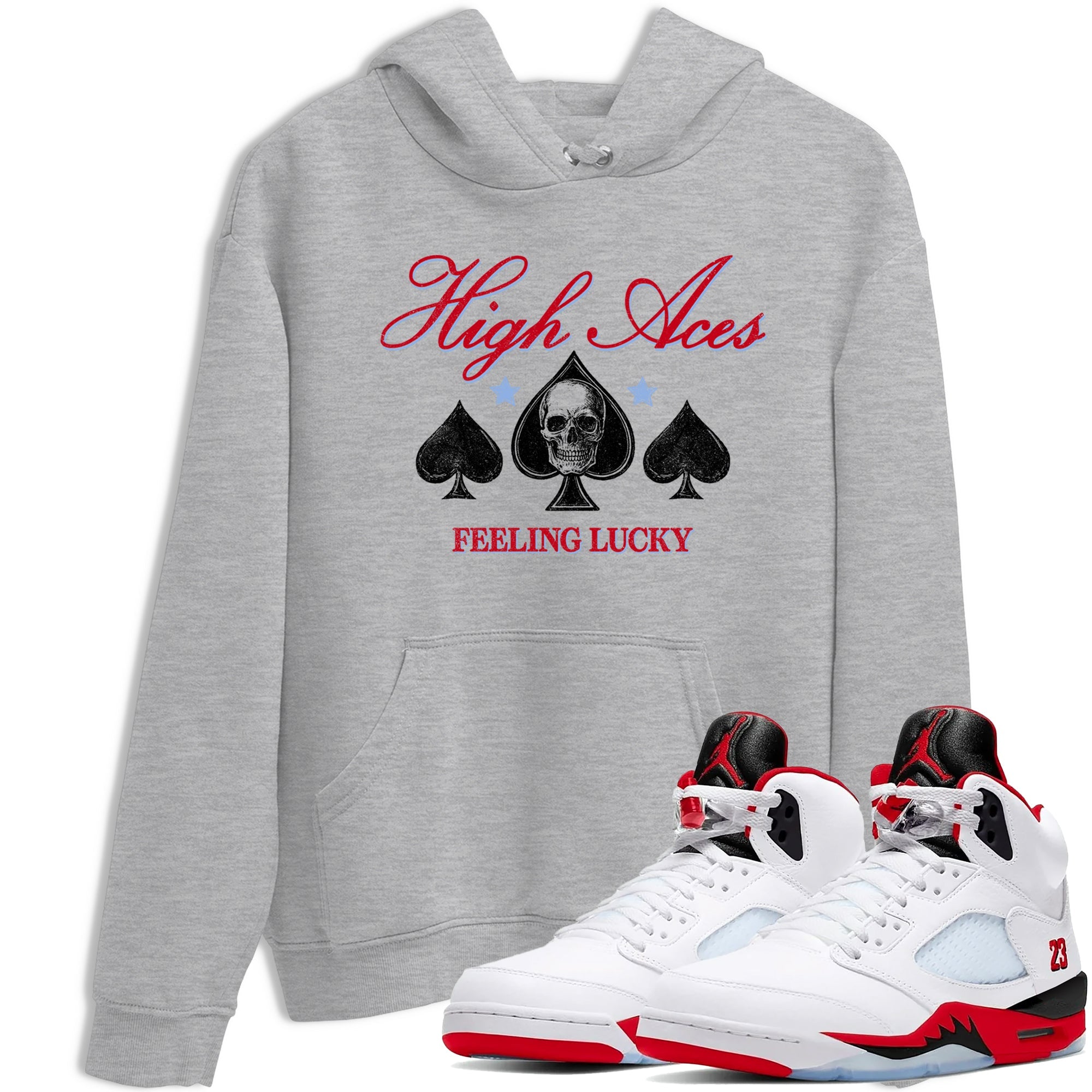Sneaker match tees  Sneaker Tees To Match Air Jordan 5 Fire Red Shoes  High Aces Tee Heather Grey 1