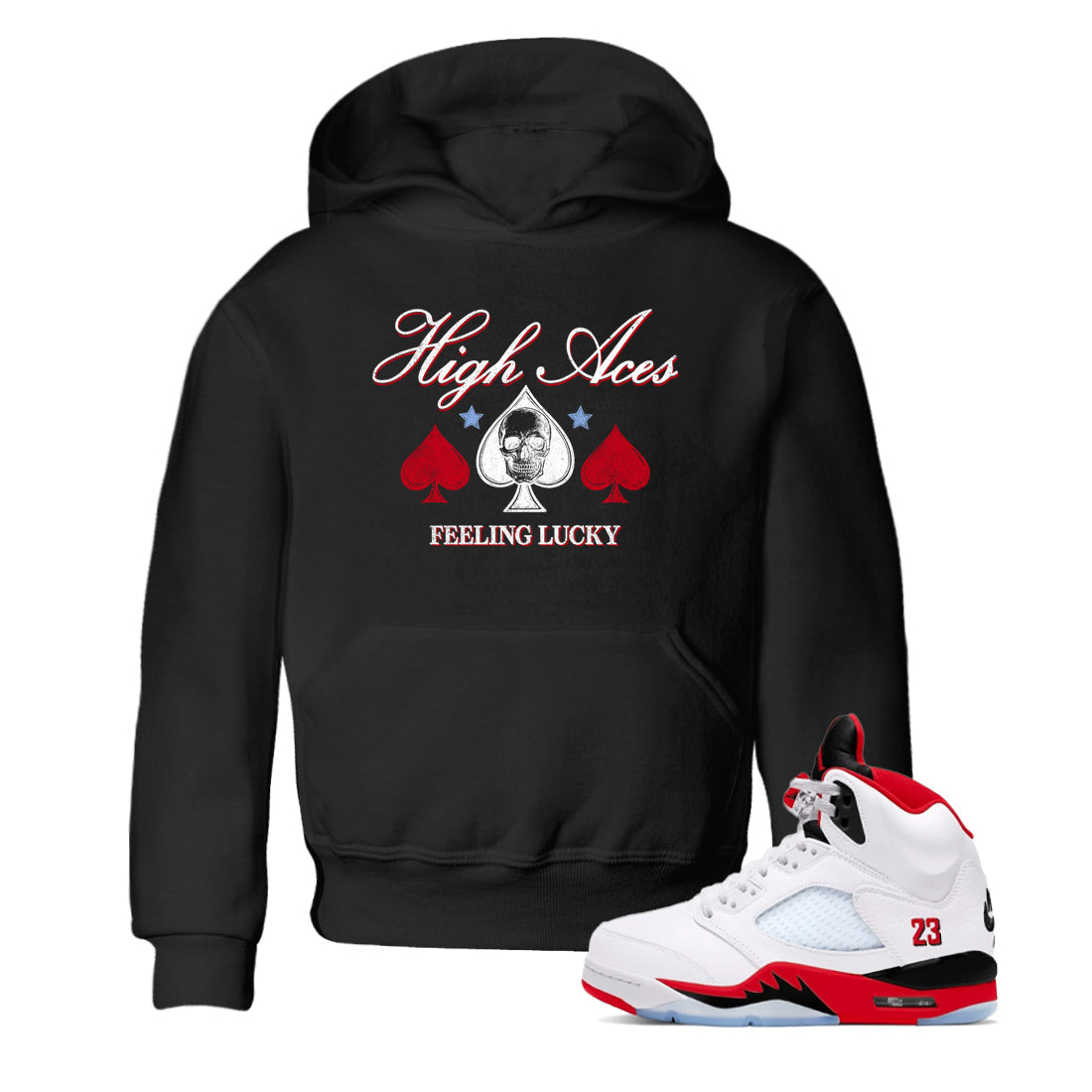 Sneaker match tees  Sneaker Tees To Match Air Jordan 5 Fire Red Shoes  High Aces Kids T-Shirt Black 1