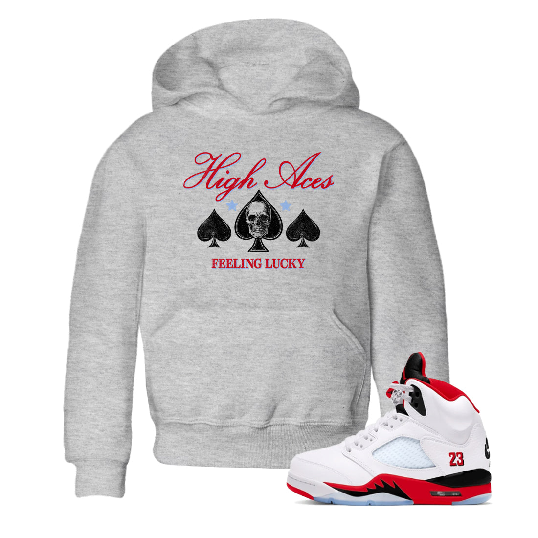 Sneaker match tees  Sneaker Tees To Match Air Jordan 5 Fire Red Shoes  High Aces Kids T-Shirt Heather Grey 1