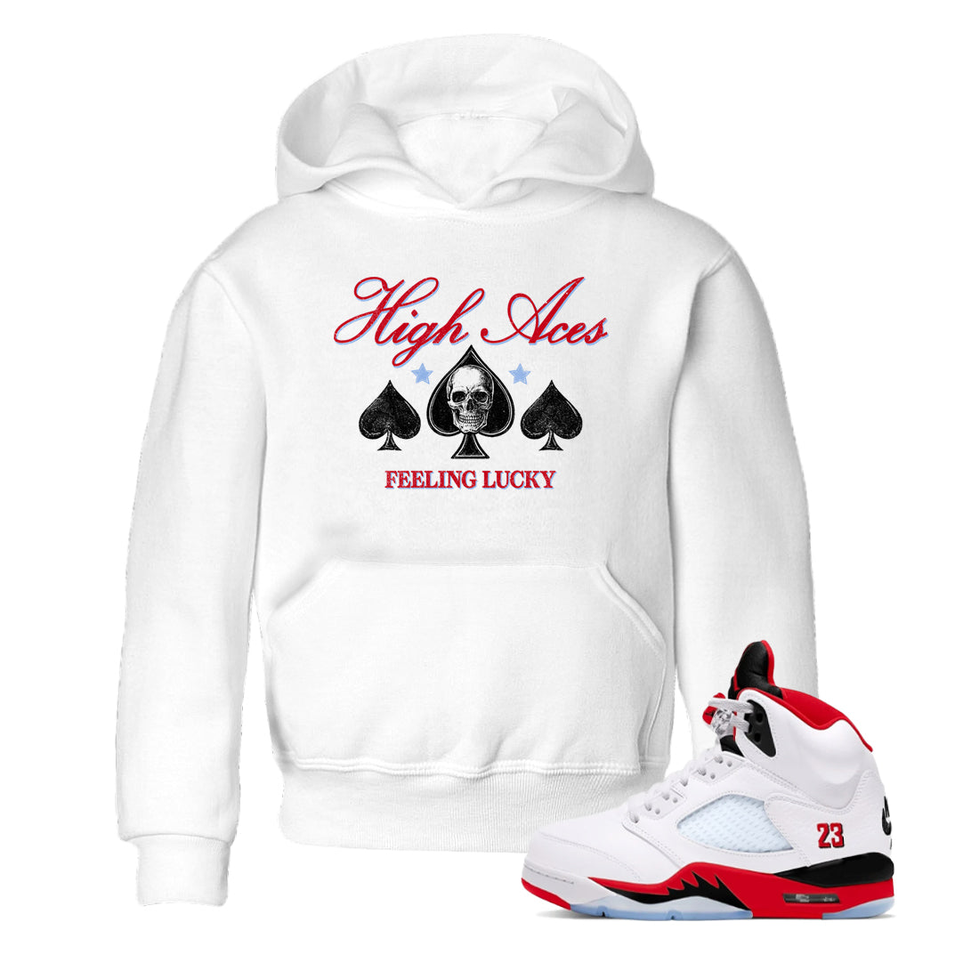 Sneaker match tees  Sneaker Tees To Match Air Jordan 5 Fire Red Shoes  High Aces Kids T-Shirt White 1
