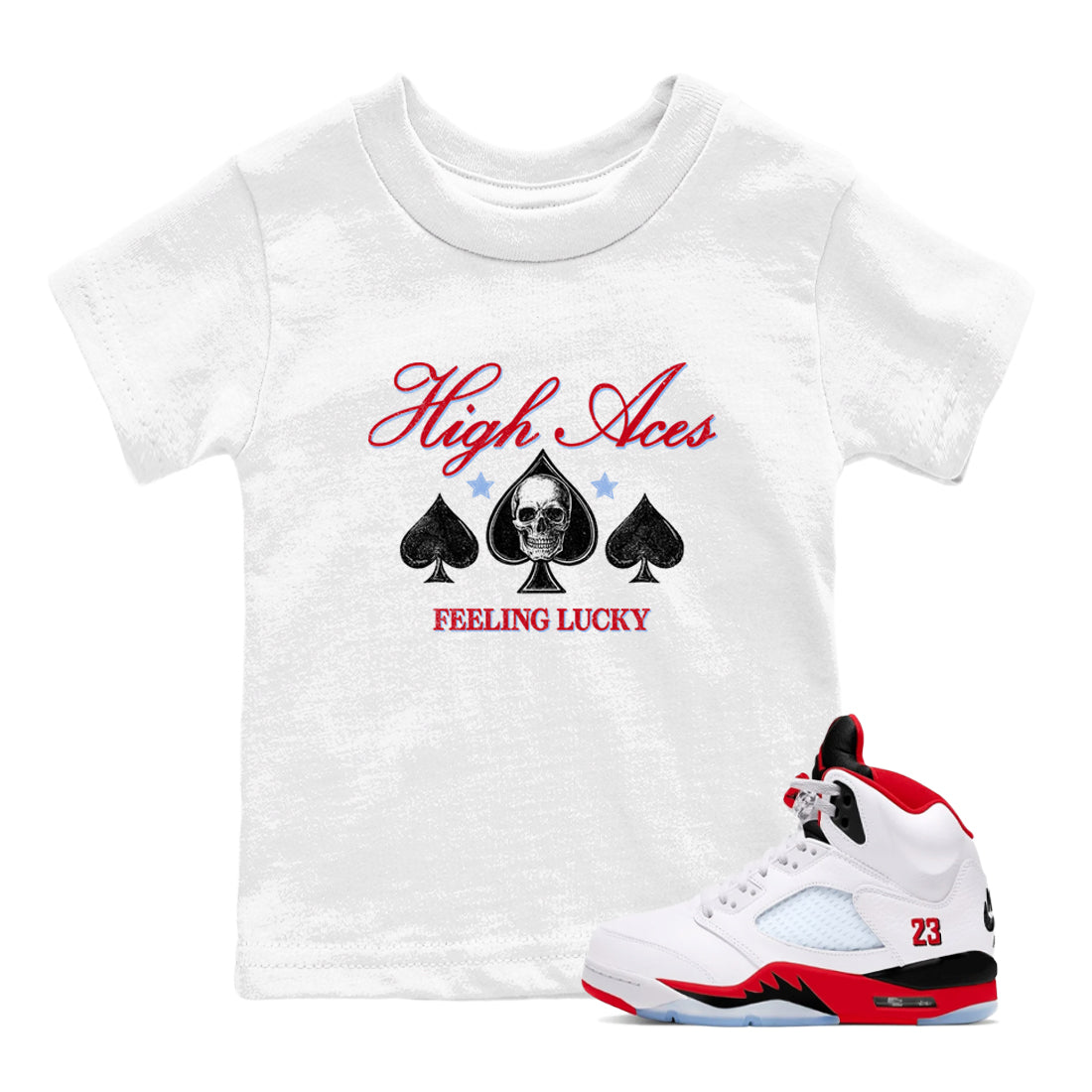 Sneaker match tees  Sneaker Tees To Match Air Jordan 5 Fire Red Shoes  High Aces Kids T-Shirt White 1