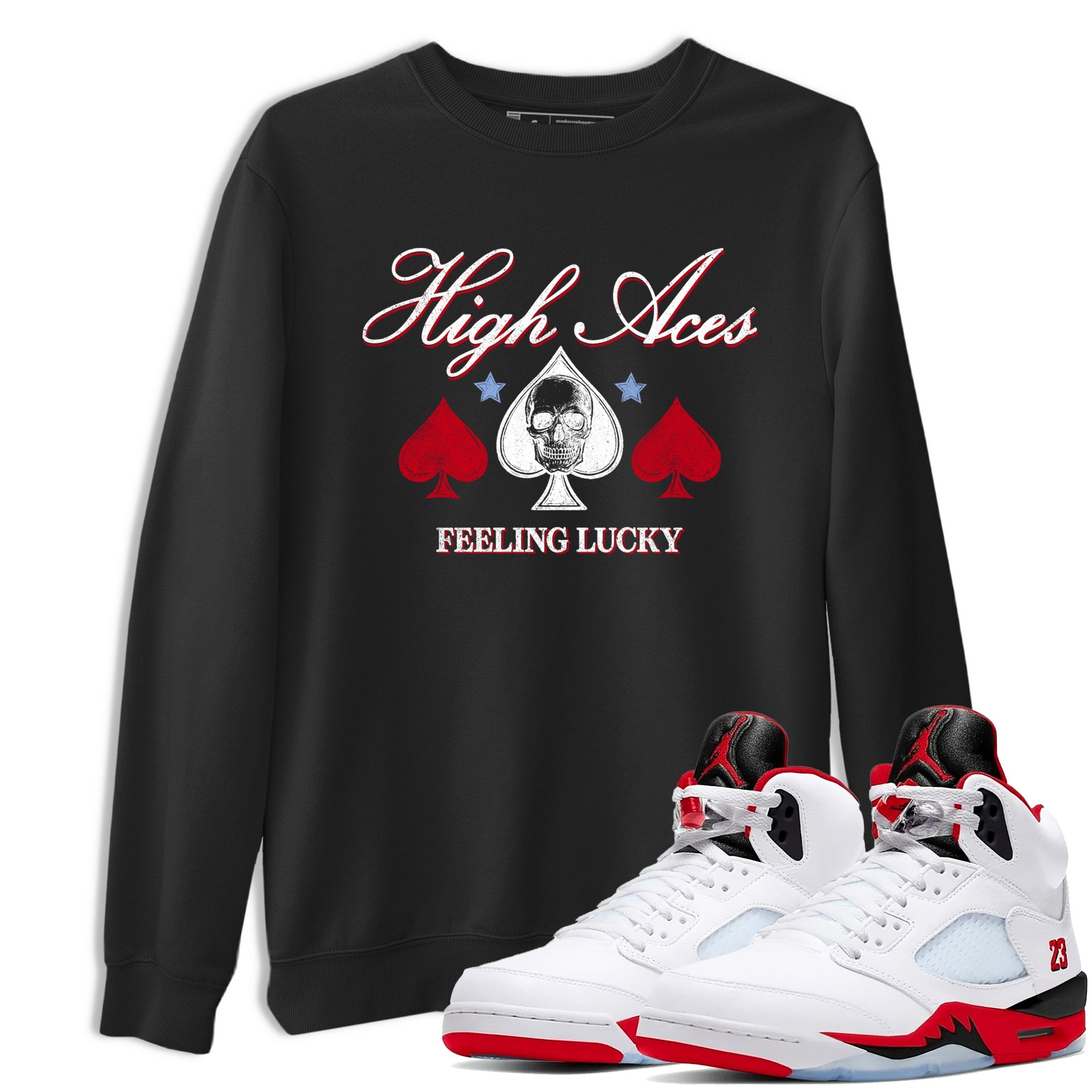 Sneaker match tees  Sneaker Tees To Match Air Jordan 5 Fire Red Shoes  High Aces Tee Black 1