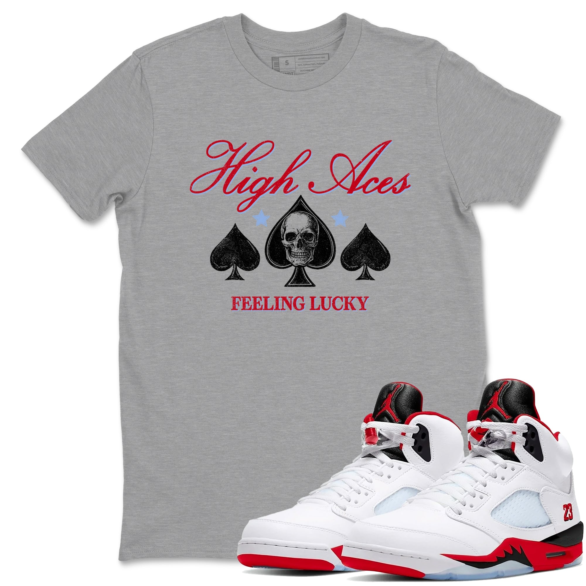 Sneaker match tees  Sneaker Tees To Match Air Jordan 5 Fire Red Shoes  High Aces Tee Heather Grey 1