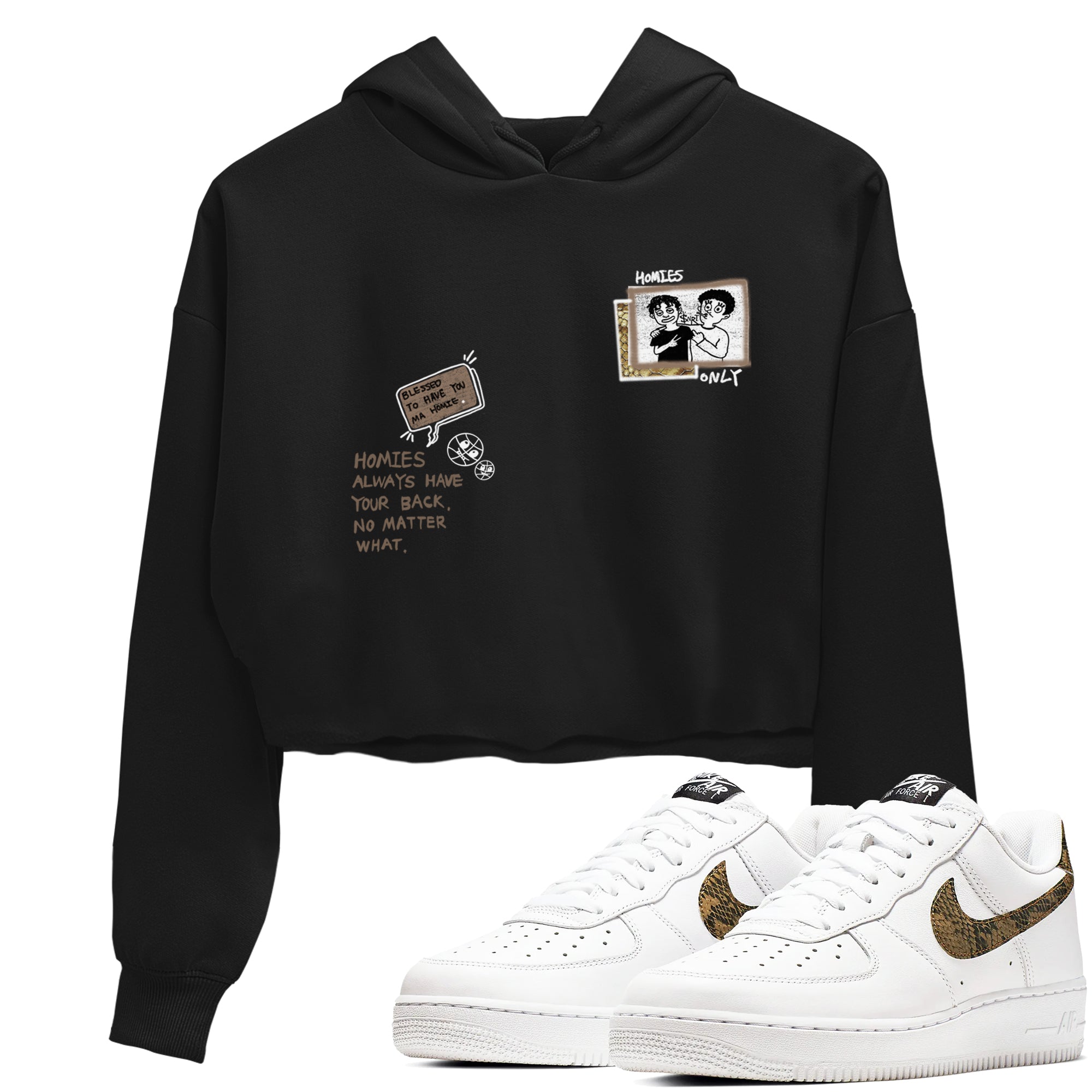 Air Force 1 Ivory Snake shirt to match jordans Homies Only sneaker tees Air Force 1 Ivory Snake Drip Gear Zone Black 1 crop length shirt