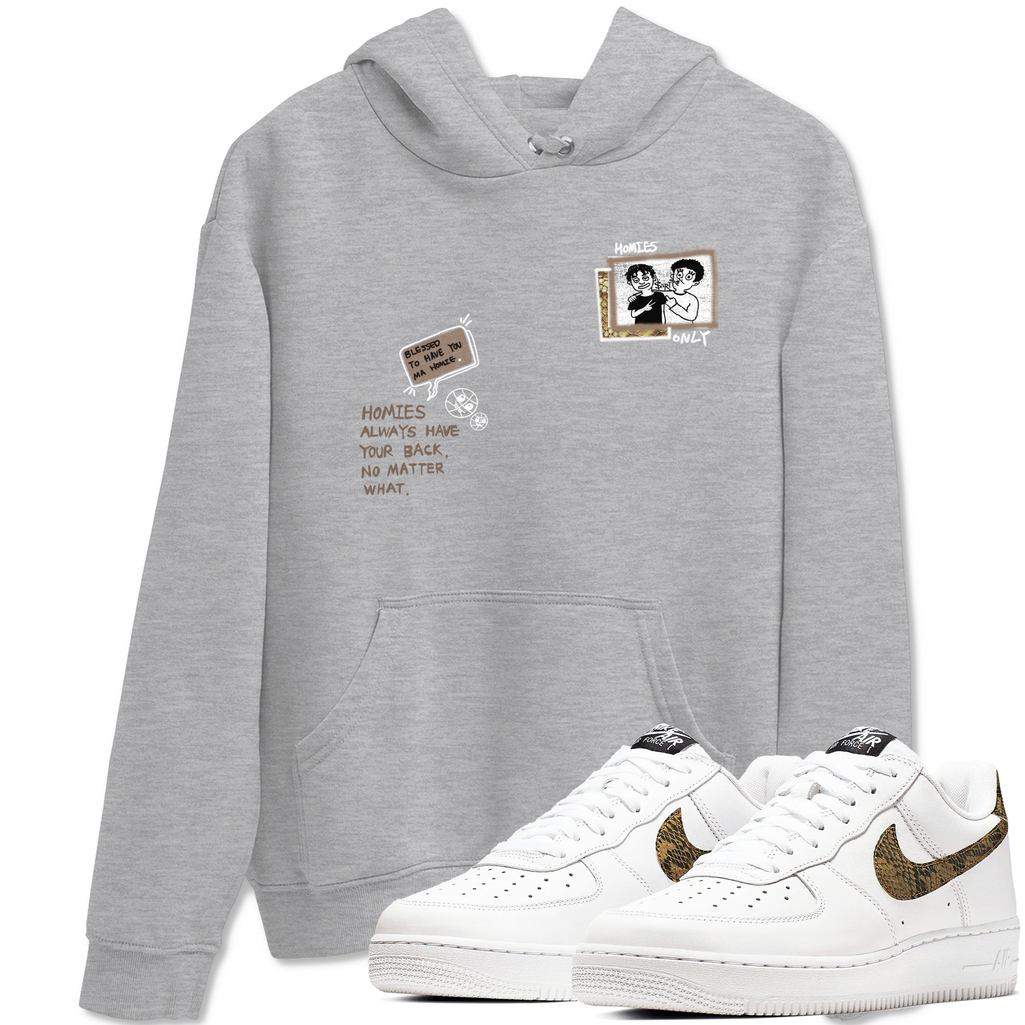 Air Force 1 Ivory Snake shirt to match jordans Homies Only sneaker tees Air Force 1 Ivory Snake Drip Gear Zone unisex cotton Heather Grey 1 crew neck shirt