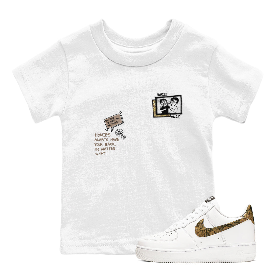 Air Force 1 Ivory Snake shirt to match jordans Homies Only sneaker tees Air Force 1 Ivory Snake Drip Gear Zone baby toddler White 1 cotton Shirt