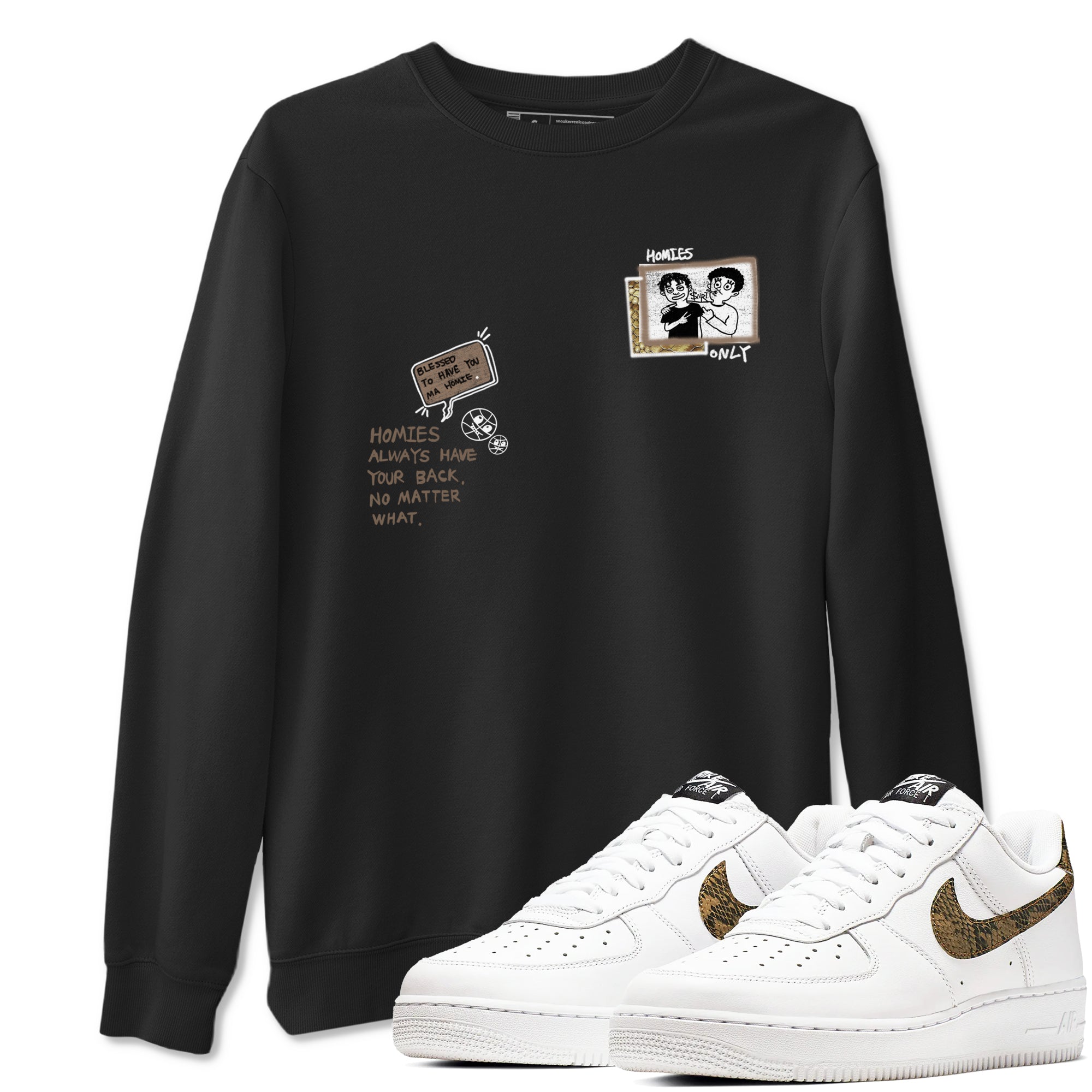 Air Force 1 Ivory Snake shirt to match jordans Homies Only sneaker tees Air Force 1 Ivory Snake Drip Gear Zone unisex cotton Black 1 crew neck shirt
