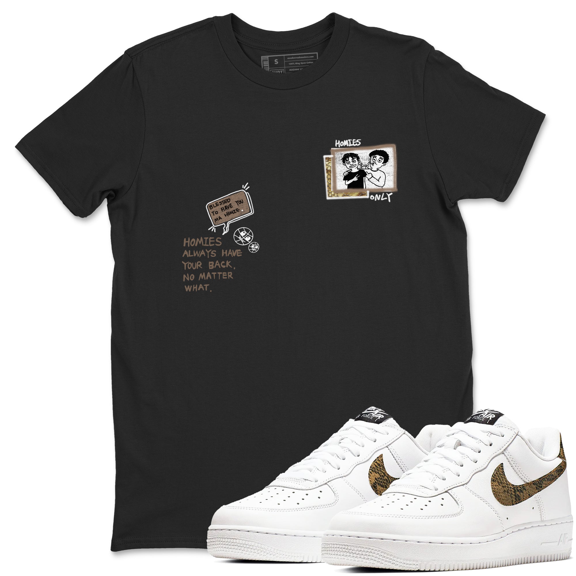 Air Force 1 Ivory Snake shirt to match jordans Homies Only sneaker tees Air Force 1 Ivory Snake Drip Gear Zone unisex cotton Black 1 crew neck shirt