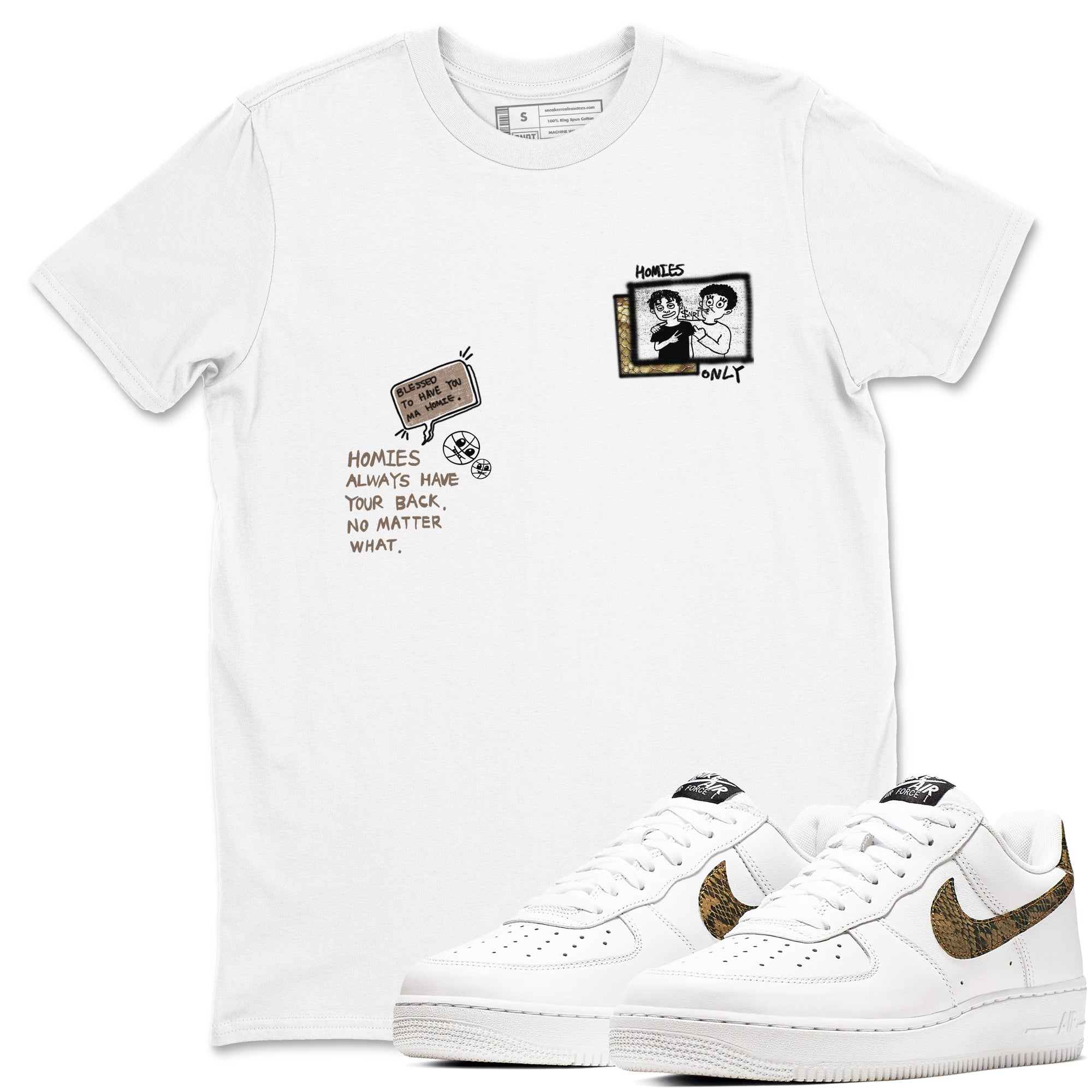 Air Force 1 Ivory Snake shirt to match jordans Homies Only sneaker tees Air Force 1 Ivory Snake Drip Gear Zone unisex cotton White 1 crew neck shirt