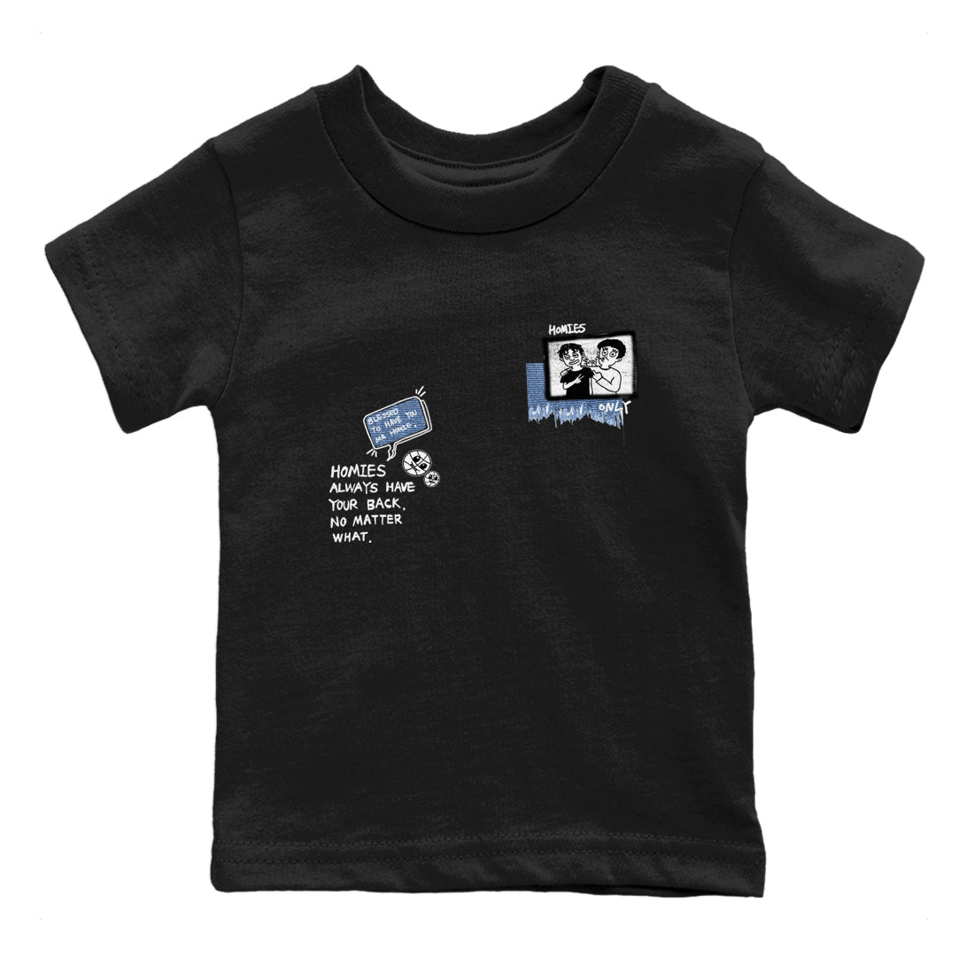 1s Denim shirts to match jordans Homies Only sneaker match tees Air Jordan 1 Denim Drip Gear Zone streetwear brand Baby and Youth Black 2 cotton tee