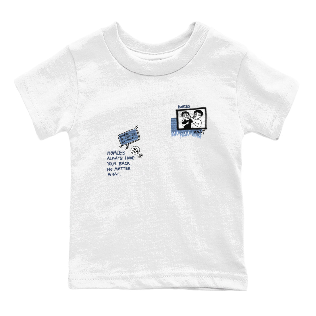 1s Denim shirts to match jordans Homies Only sneaker match tees Air Jordan 1 Denim Drip Gear Zone streetwear brand Baby and Youth White 2 cotton tee