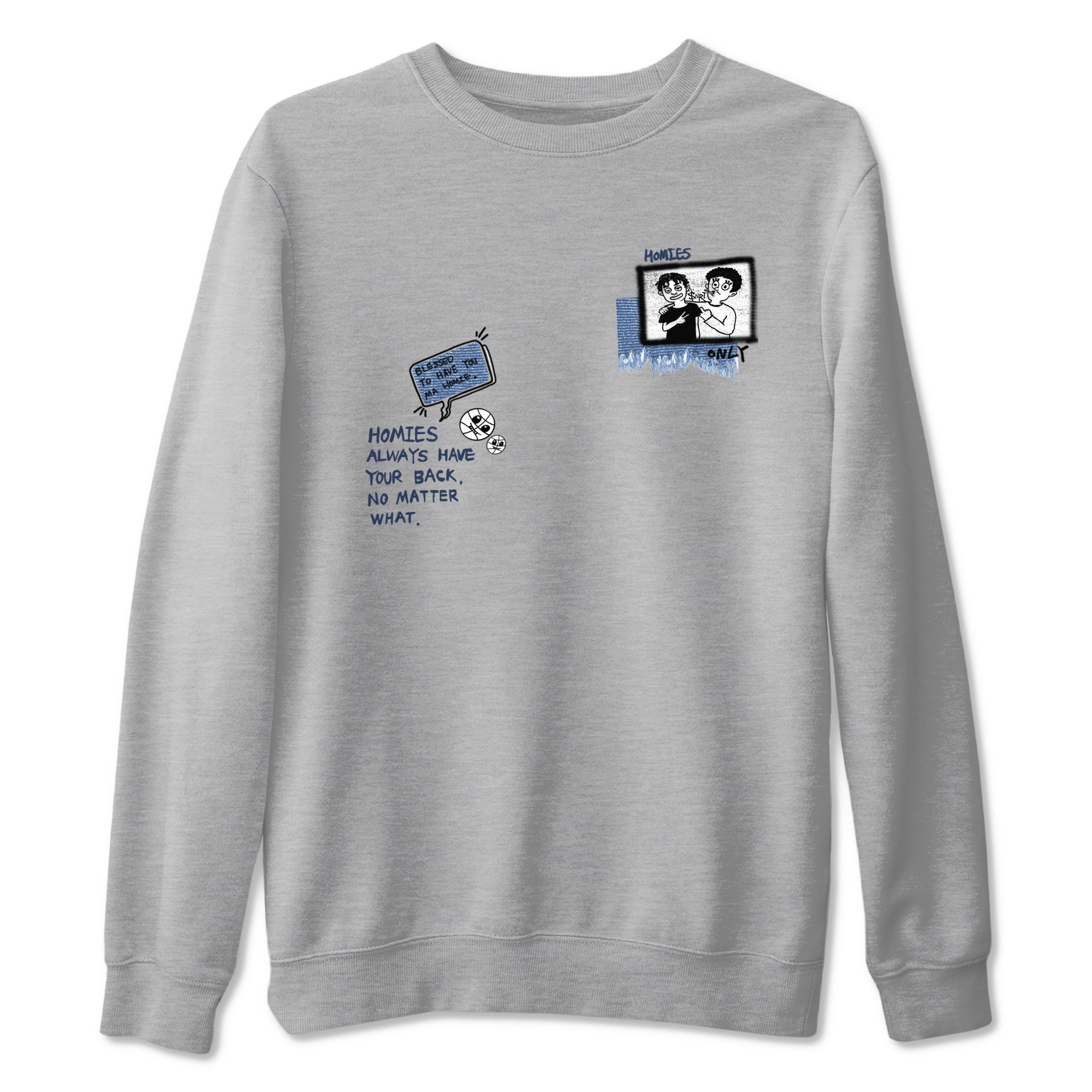 1s Denim shirts to match jordans Homies Only sneaker match tees Air Jordan 1 Denim Drip Gear Zone streetwear brand Heather Grey 2 unisex cotton tee