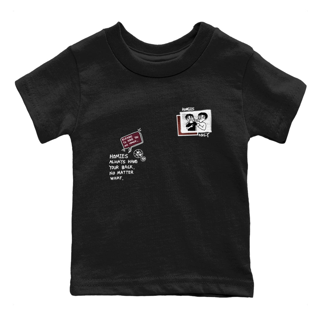 AJ1 High '85 Metallic Burgundy shirts to match jordans Homies Only sneaker match tees 1s High '85 Metallic Burgundy Drip Gear Zone streetwear brand Baby and Youth Black 2 cotton tee