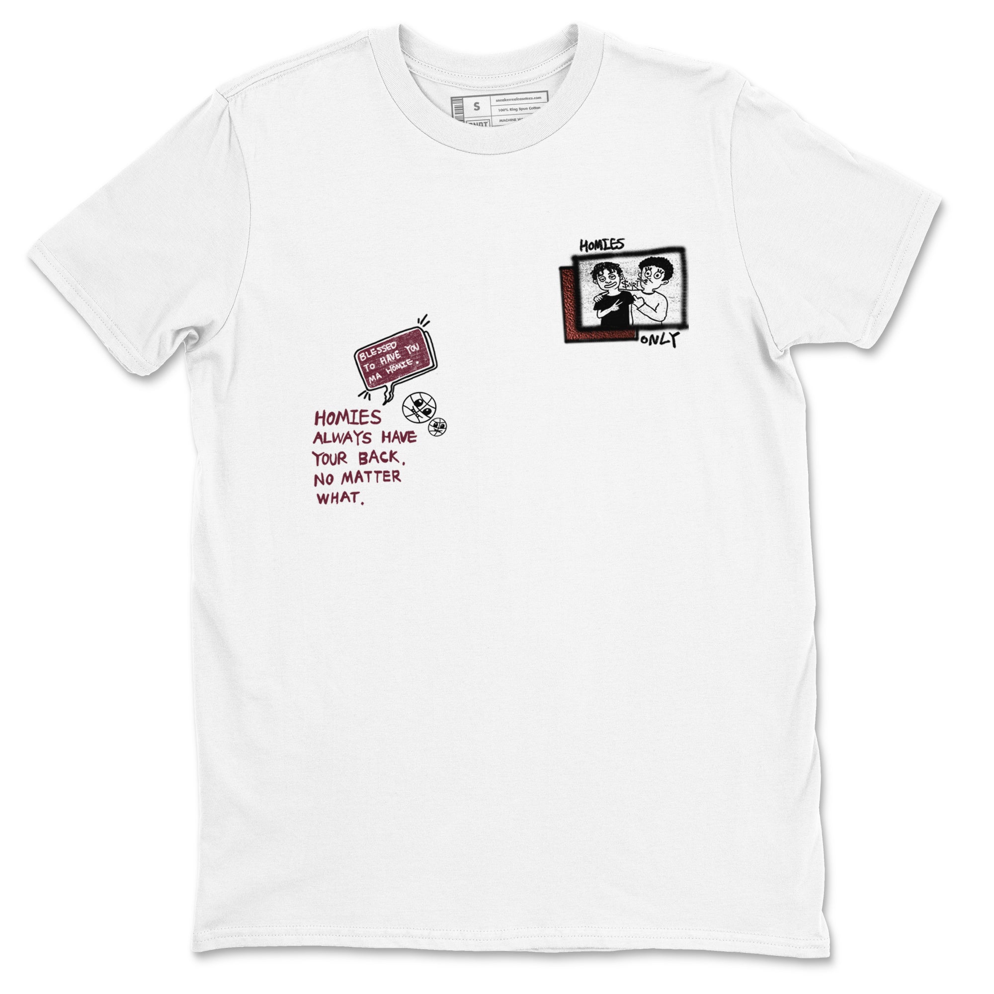 AJ1 High '85 Metallic Burgundy shirts to match jordans Homies Only sneaker match tees 1s High '85 Metallic Burgundy Drip Gear Zone streetwear brand White 2 unisex cotton tee