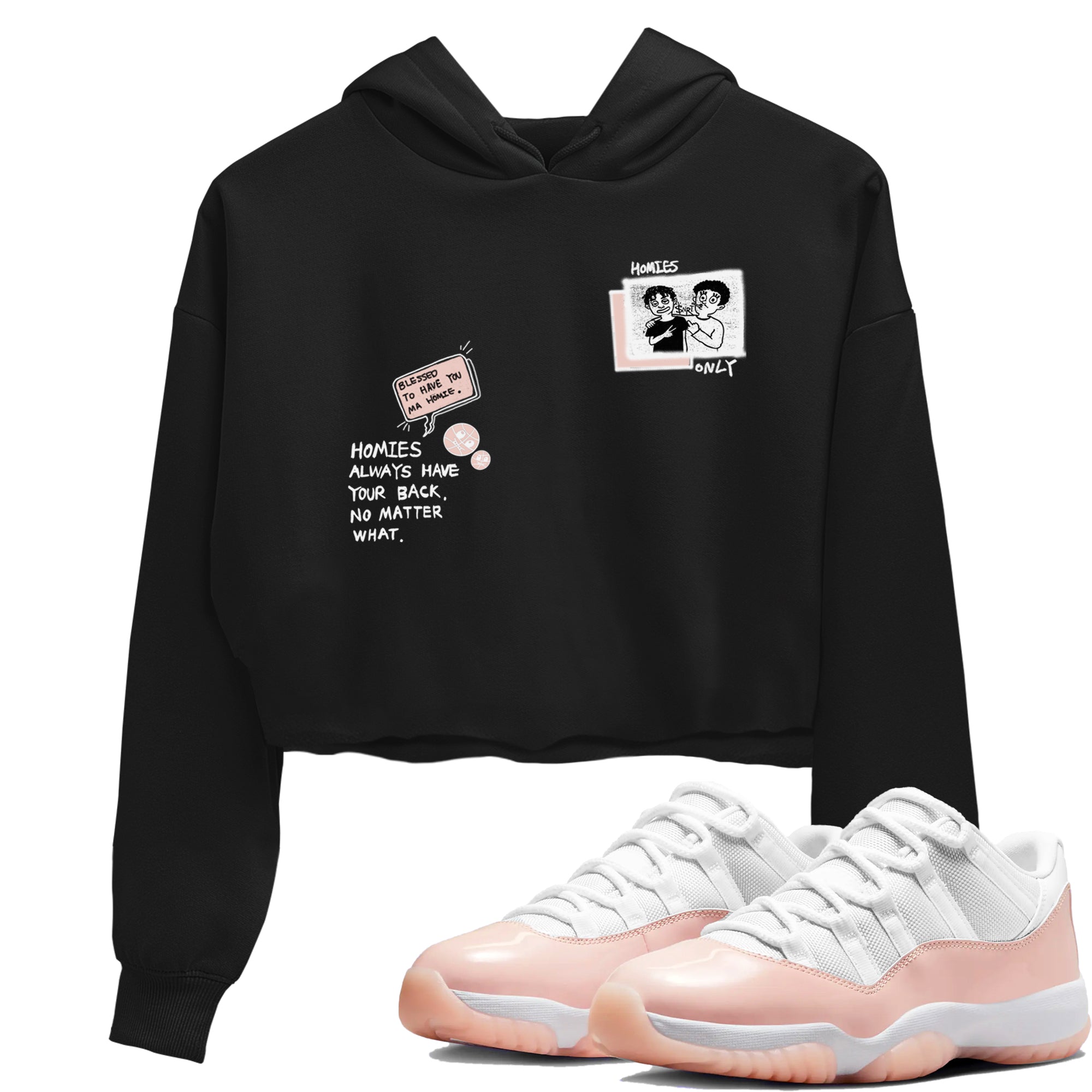 11s Legend Pink shirts to match jordans Homies Only sneaker match tees Air Jordan 11 Legend Pink Drip Gear Zone streetwear brand Black 1 crop tee