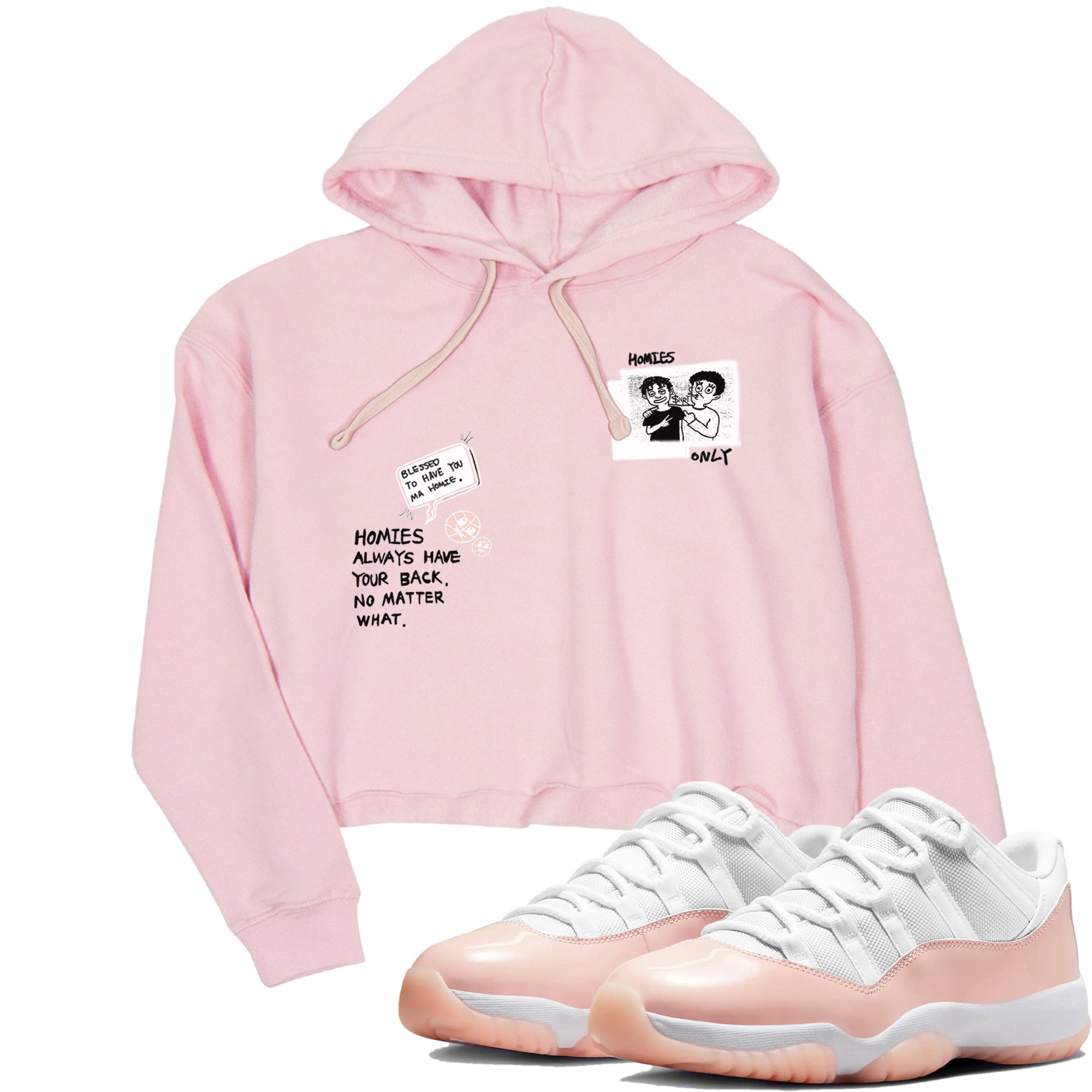 11s Legend Pink shirts to match jordans Homies Only sneaker match tees Air Jordan 11 Legend Pink Drip Gear Zone streetwear brand Pink 1 crop tee