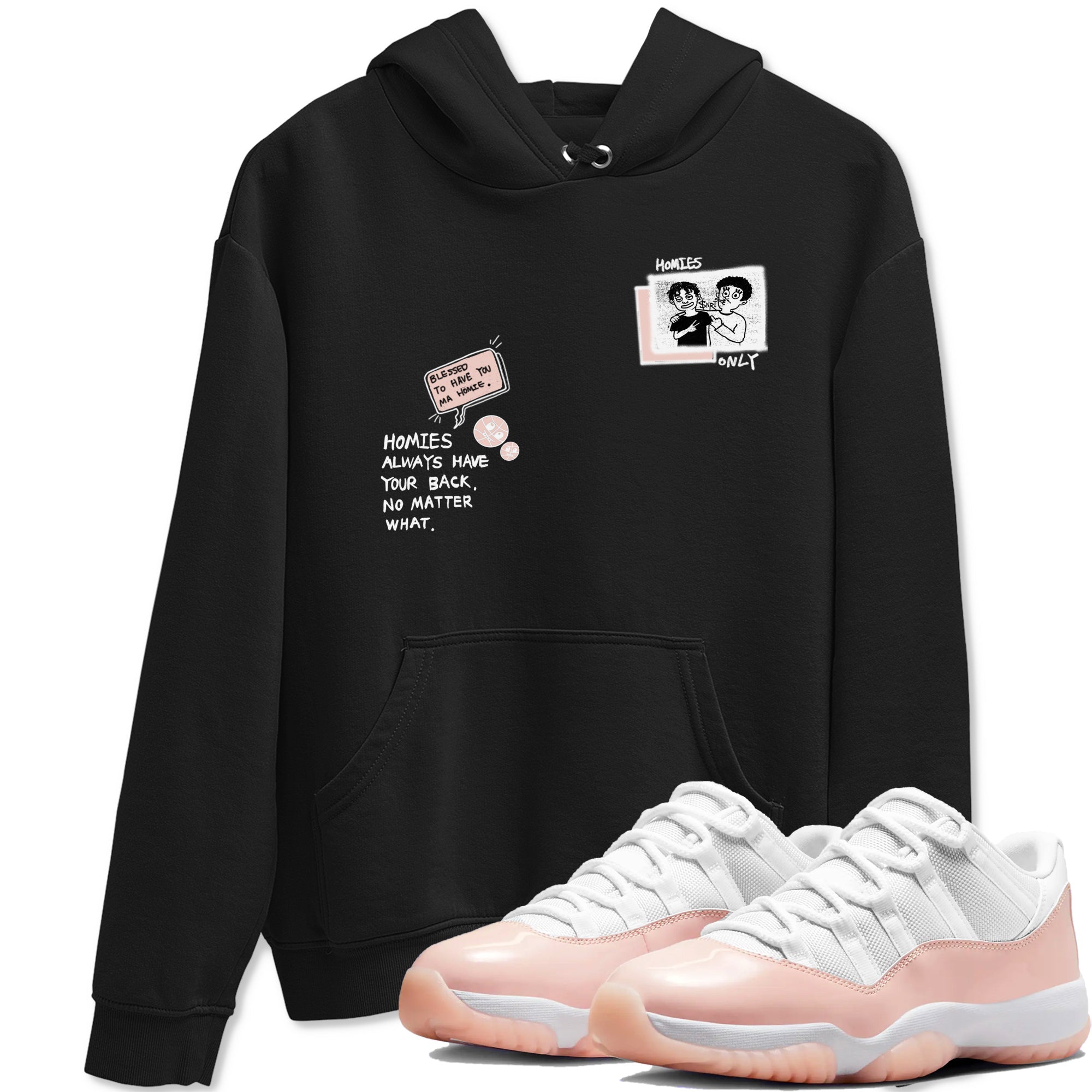 11s Legend Pink shirts to match jordans Homies Only sneaker match tees Air Jordan 11 Legend Pink Drip Gear Zone streetwear brand Black 1 unisex cotton tee