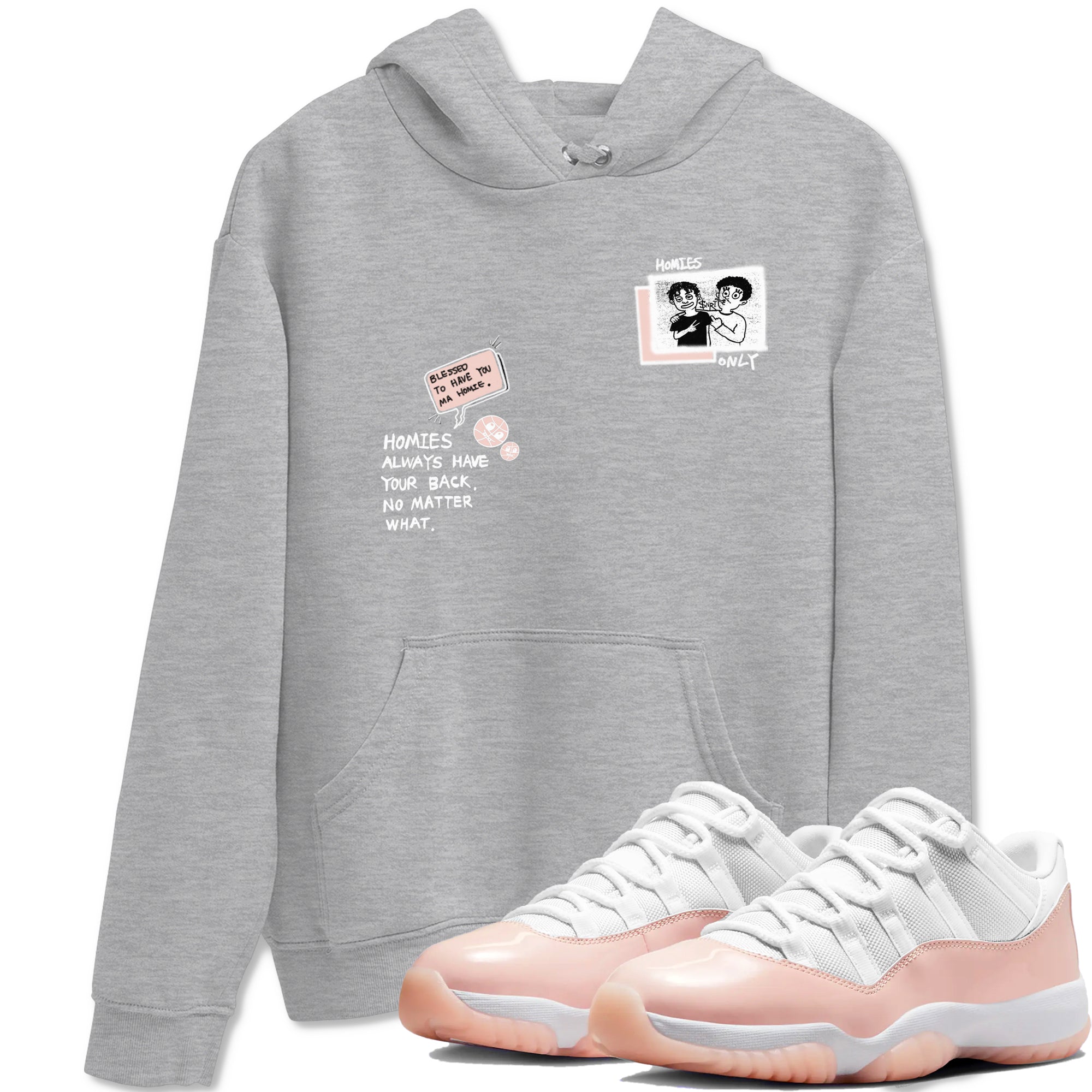 11s Legend Pink shirts to match jordans Homies Only sneaker match tees Air Jordan 11 Legend Pink Drip Gear Zone streetwear brand Heather Grey 1 unisex cotton tee