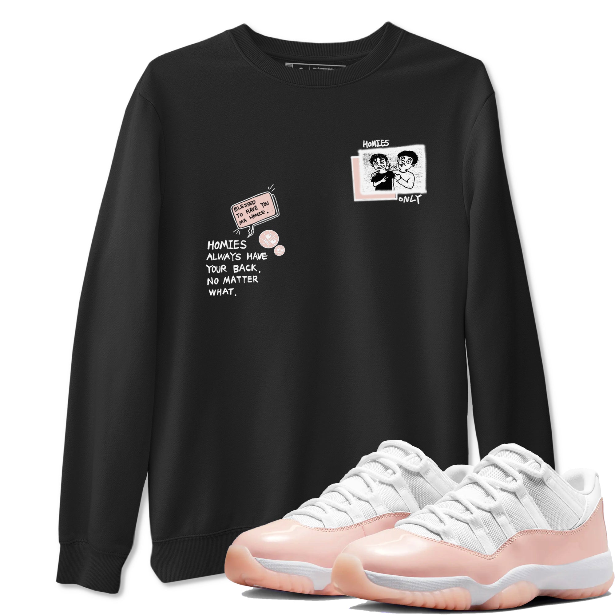 11s Legend Pink shirts to match jordans Homies Only sneaker match tees Air Jordan 11 Legend Pink Drip Gear Zone streetwear brand Black 1 unisex cotton tee