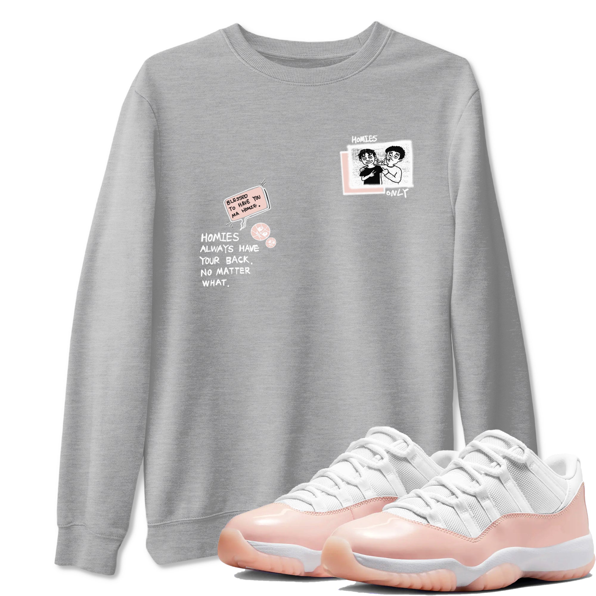 11s Legend Pink shirts to match jordans Homies Only sneaker match tees Air Jordan 11 Legend Pink Drip Gear Zone streetwear brand Heather Grey 1 unisex cotton tee