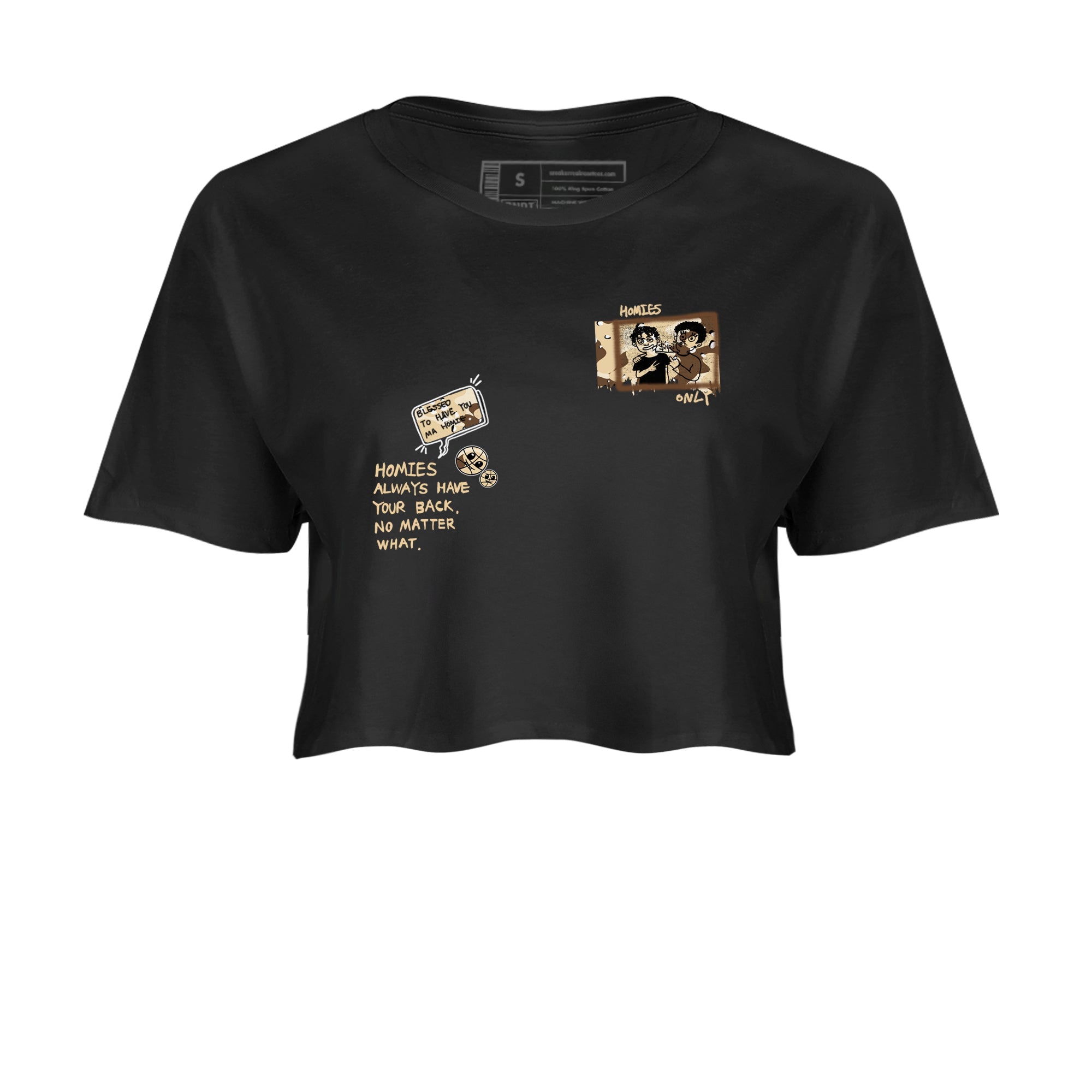 AJ3 Desert Camo shirts to match jordans Homies Only sneaker match tees Air Jordan 3 Desert Camo Drip Gear Zone streetwear brand Black 2 crop tee