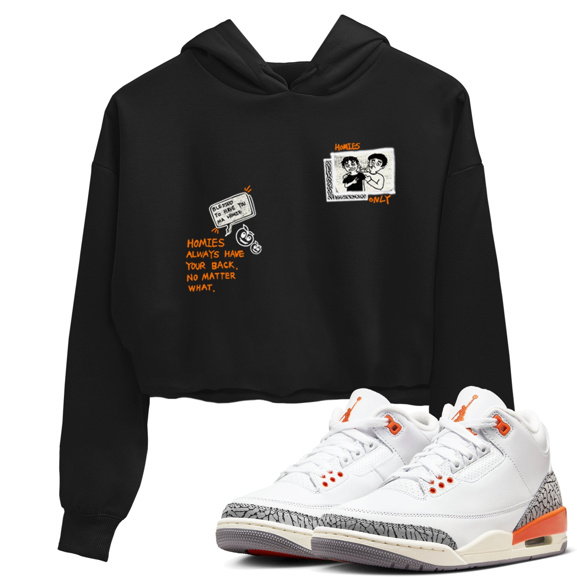 3s Georgia Peach shirt to match jordans Homies Only sneaker tees Air Jordan 3 Georgia Peach Drip Gear Zone Black 1 crop length shirt