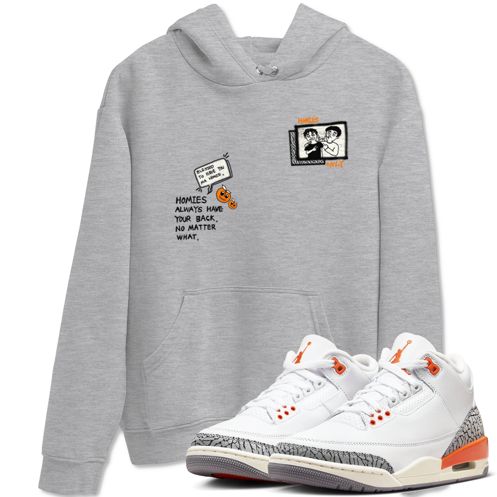 3s Georgia Peach shirt to match jordans Homies Only sneaker tees Air Jordan 3 Georgia Peach Drip Gear Zone unisex cotton Heather Grey 1 crew neck shirt