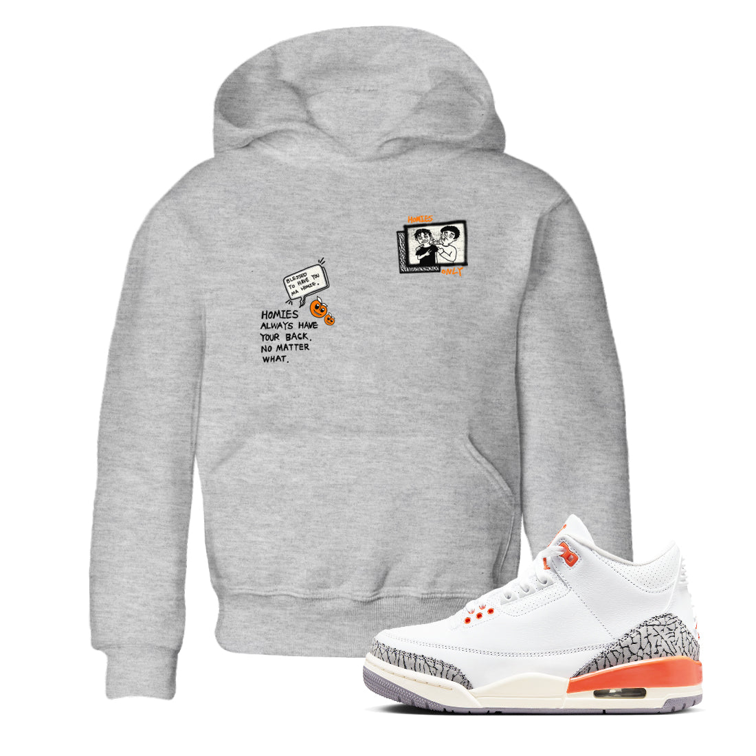 3s Georgia Peach shirt to match jordans Homies Only sneaker tees Air Jordan 3 Georgia Peach Drip Gear Zone baby toddler Heather Grey 1 cotton Shirt