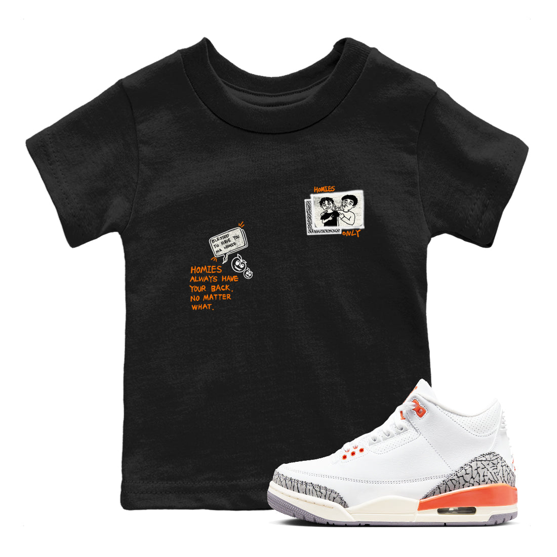 3s Georgia Peach shirt to match jordans Homies Only sneaker tees Air Jordan 3 Georgia Peach Drip Gear Zone baby toddler Black 1 cotton Shirt