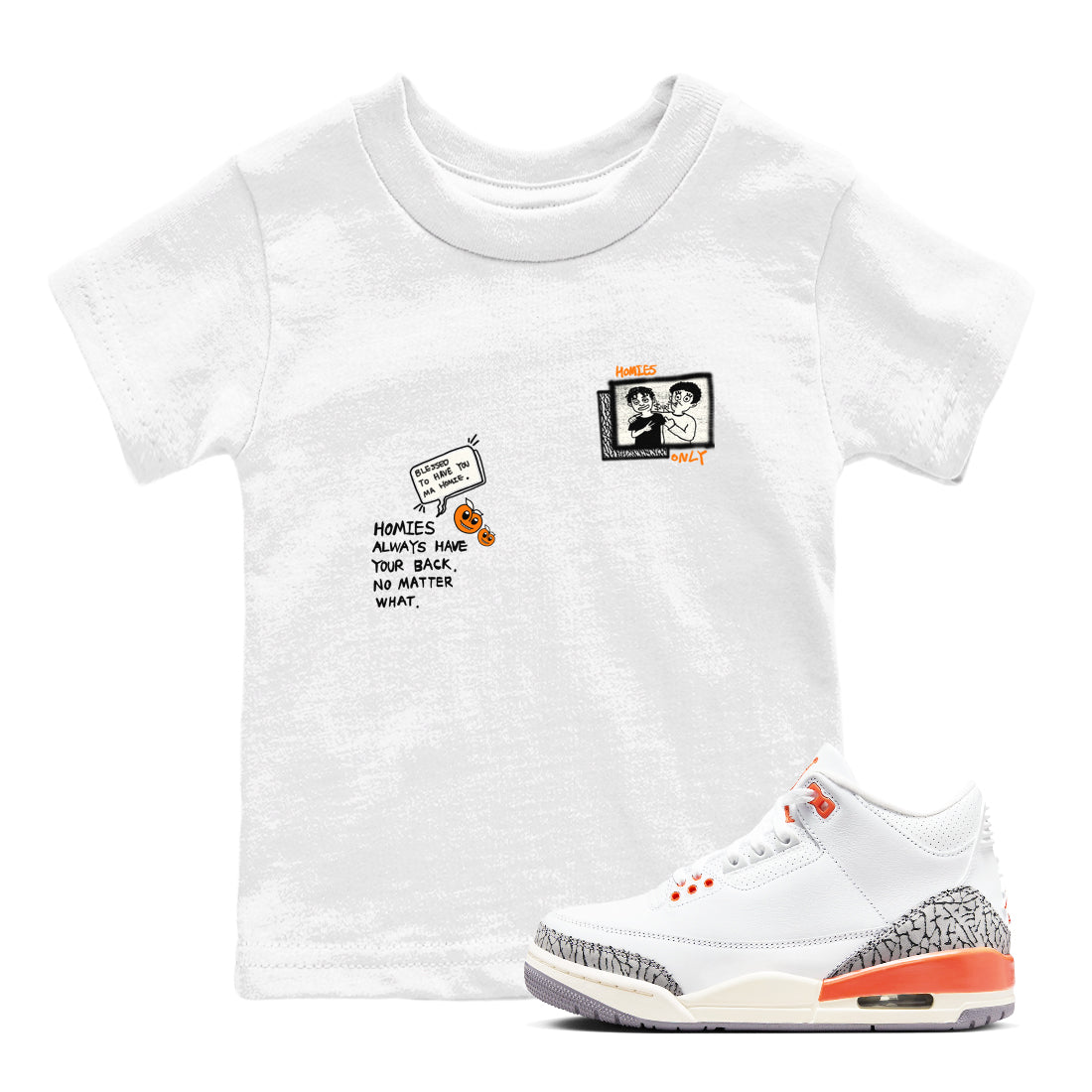3s Georgia Peach shirt to match jordans Homies Only sneaker tees Air Jordan 3 Georgia Peach Drip Gear Zone baby toddler White 1 cotton Shirt