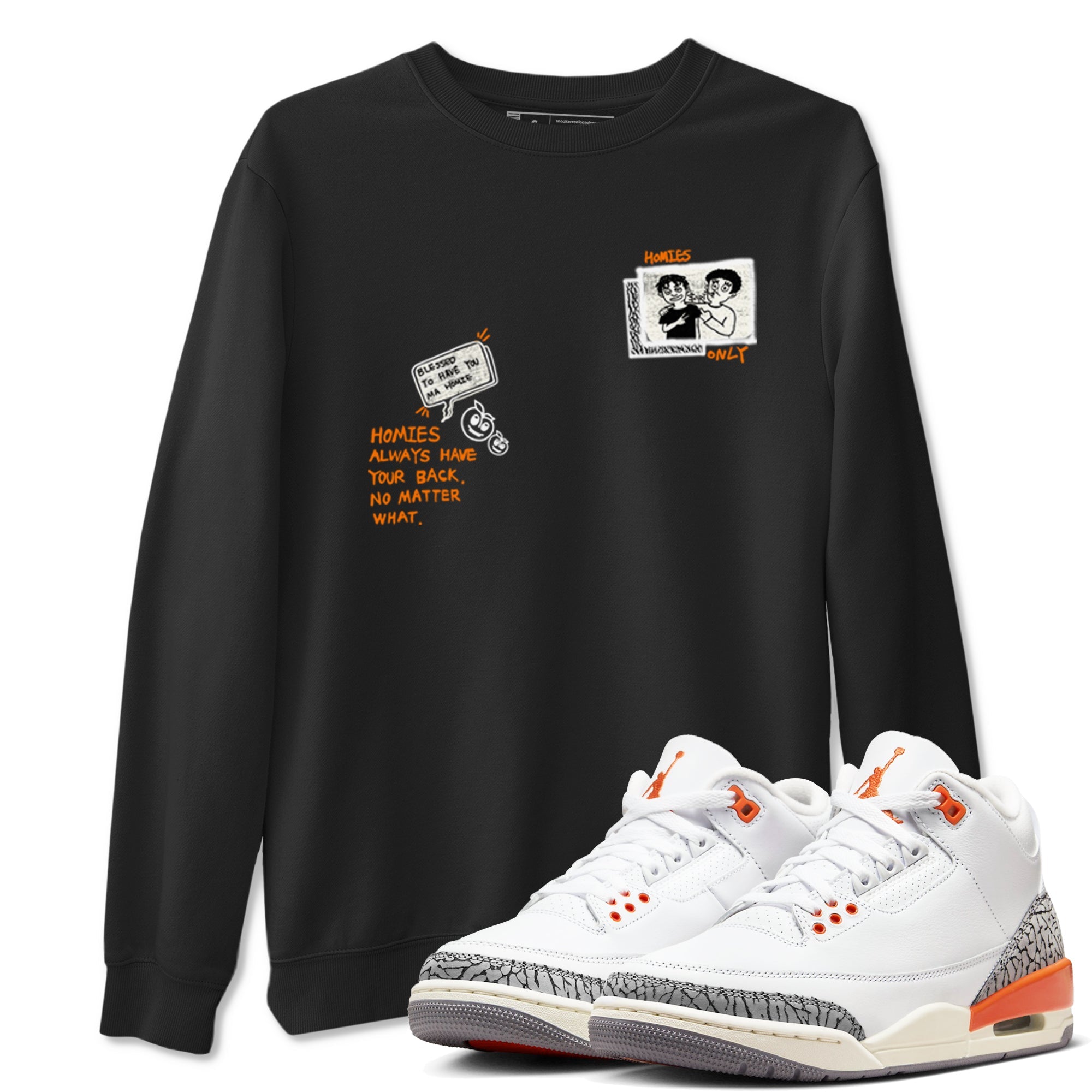 3s Georgia Peach shirt to match jordans Homies Only sneaker tees Air Jordan 3 Georgia Peach Drip Gear Zone unisex cotton Black 1 crew neck shirt