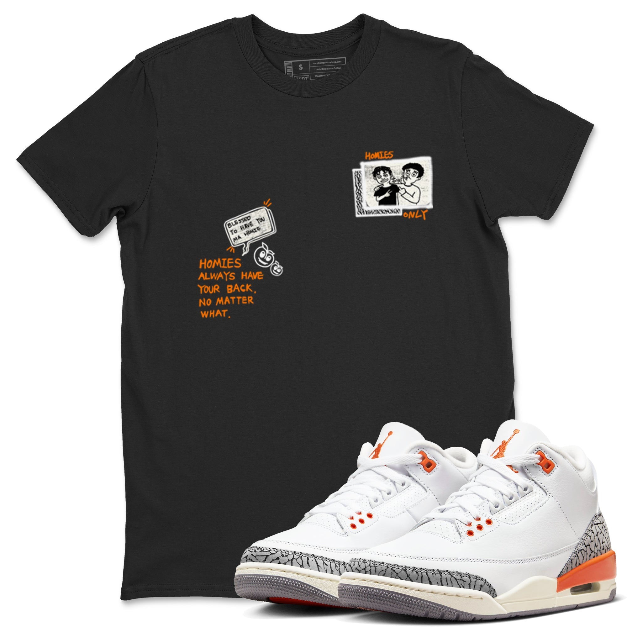 3s Georgia Peach shirt to match jordans Homies Only sneaker tees Air Jordan 3 Georgia Peach Drip Gear Zone unisex cotton Black 1 crew neck shirt